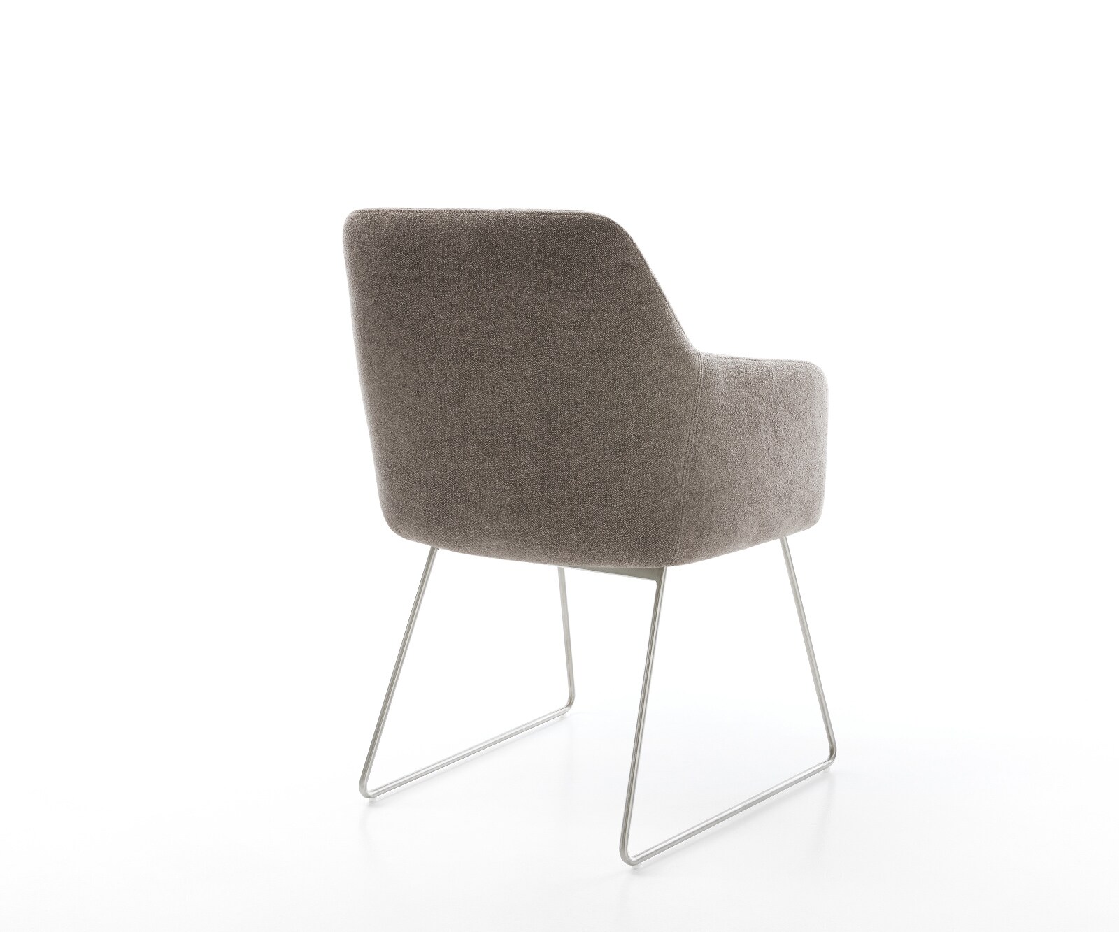 Eetkamerstoel Greg-Flex zachte stof met structuur taupe slipframe roestvrij staal pocketveer kern 4