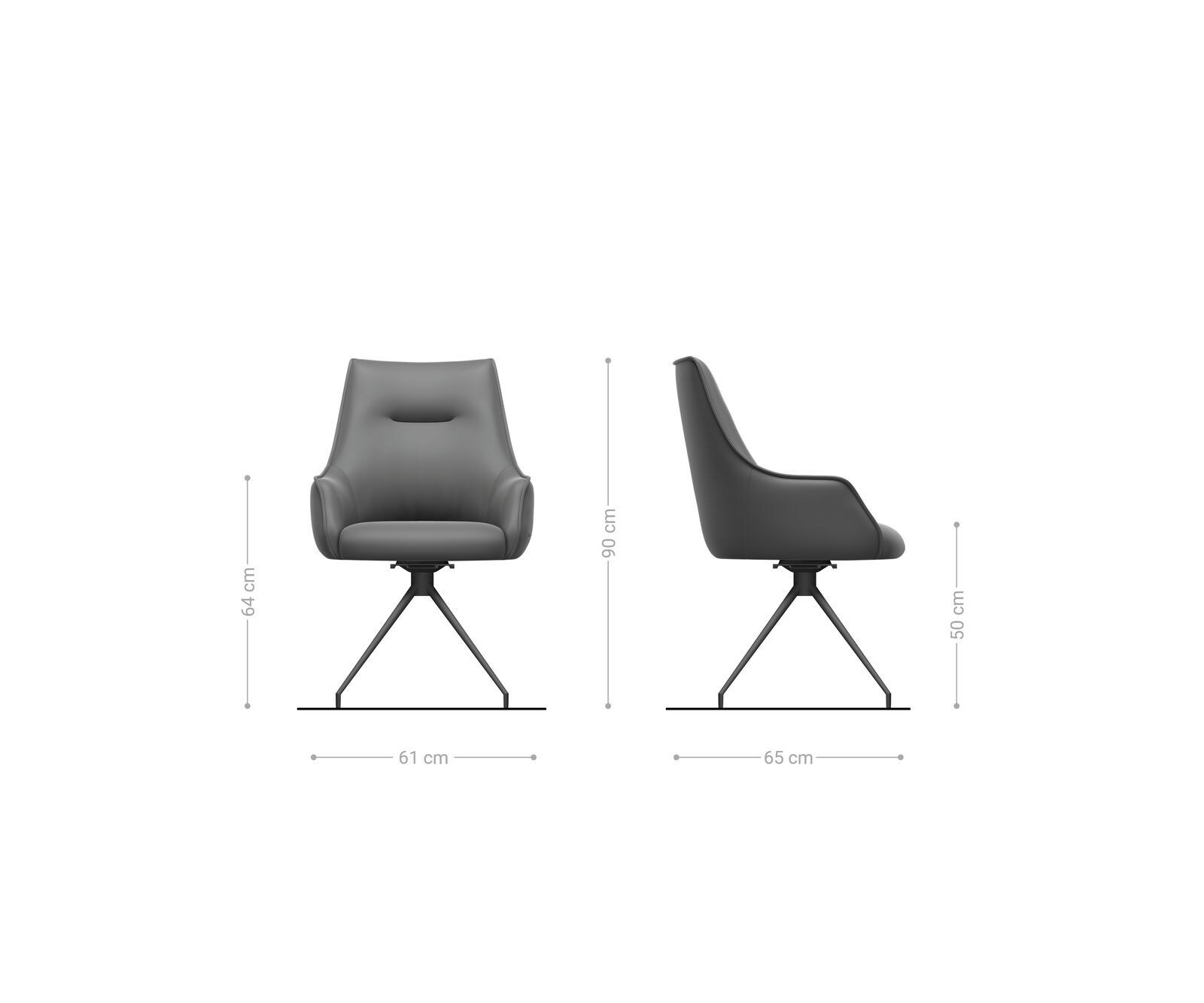 Draaistoel Alja-Flex met armleuning bouclé zilver grijs kruisframe conisch roestvrij staal 180° draaibaar pocketveer kern 6