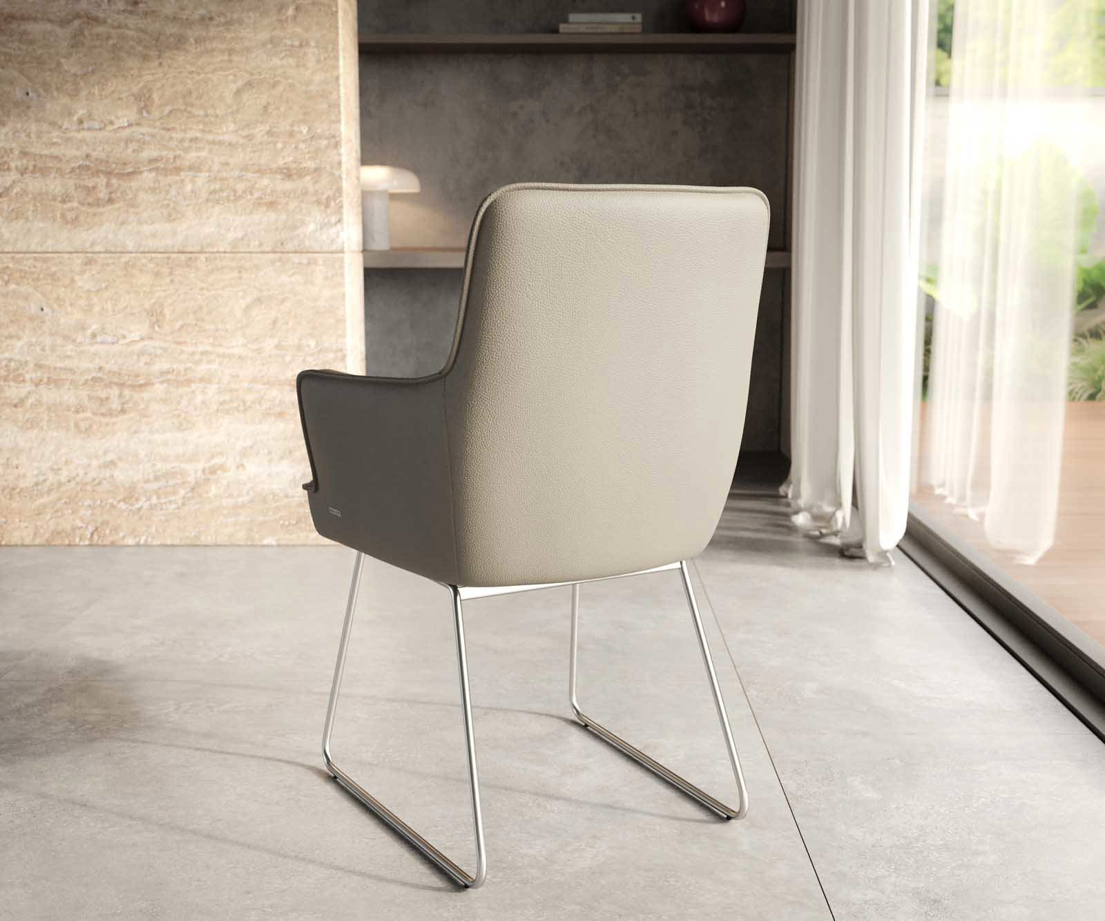 Eetkamerstoel Heira-Flex met armleuning echt leer mud slipframe roestvrij staal pocketveer kern 3 Eetkamerstoel Heira-Flex met armleuning echt leer mud slipframe roestvrij staal pocketveer kern 3