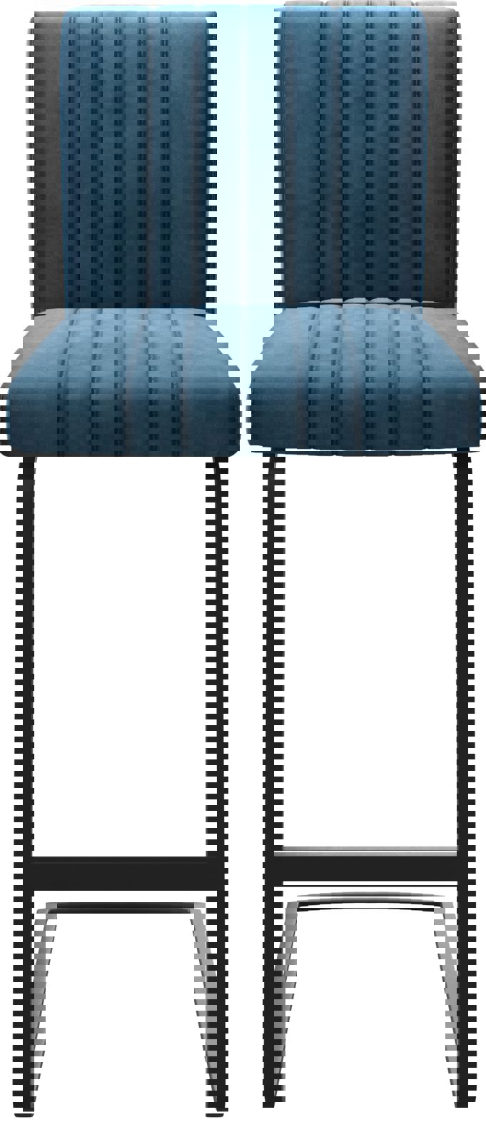 Barstoel Luiga-Flex fluweel blauw sledestoel vlak metaal 3