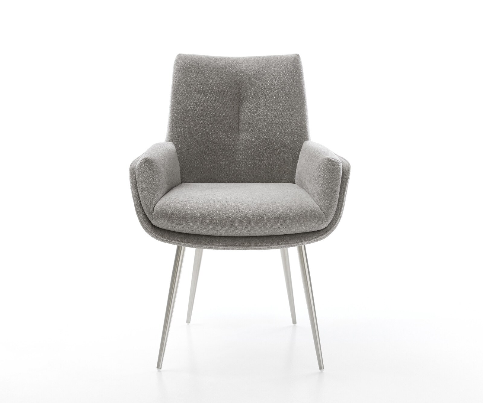 Eetkamerstoel Clea-Flex zachte stof met structuur grijs 4-poot conisch roestvrij staal pocketveer kern 2