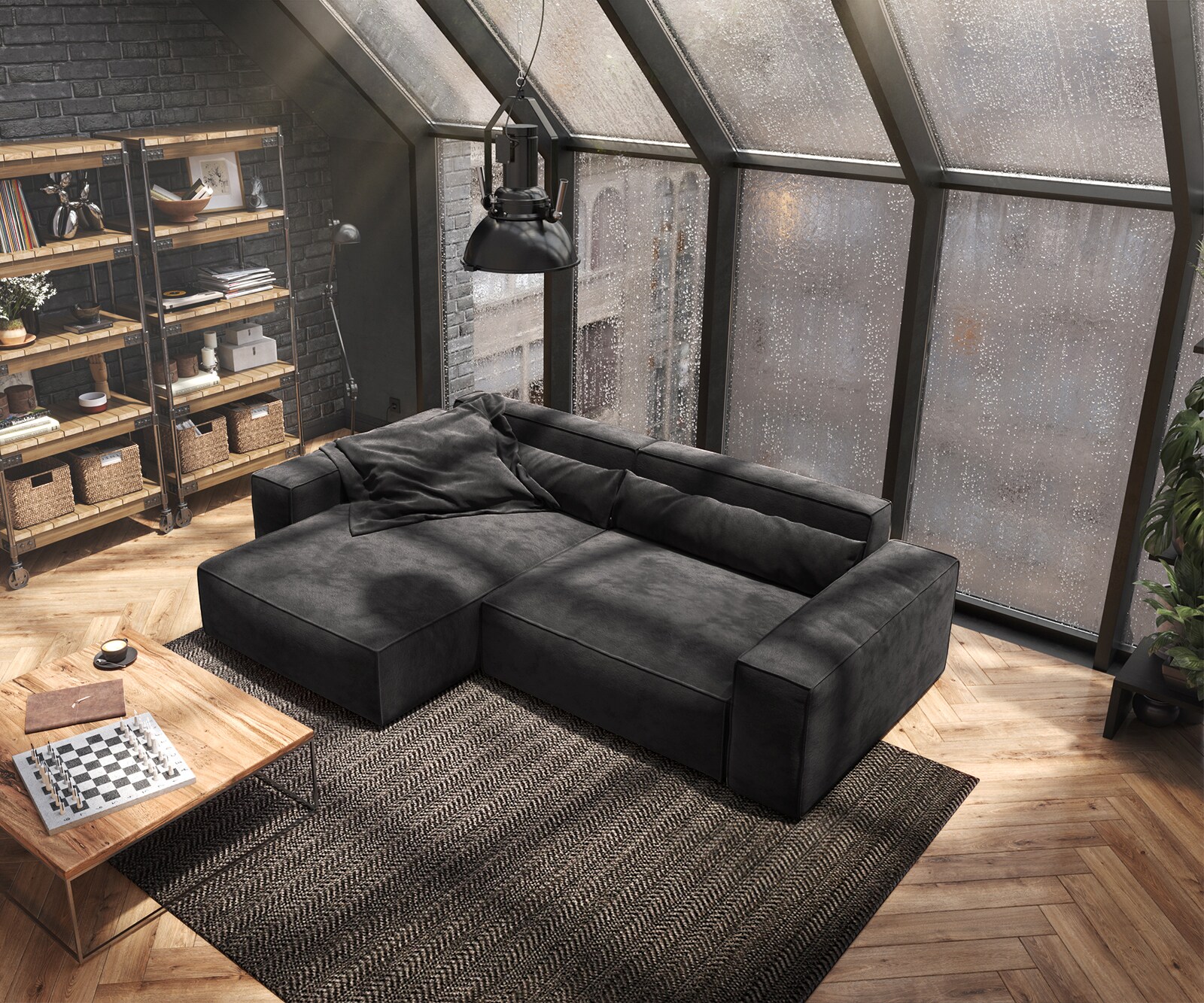 Hoekbank Sirpio XL 270x170 cm microvezel zwart recamiere variabele 4