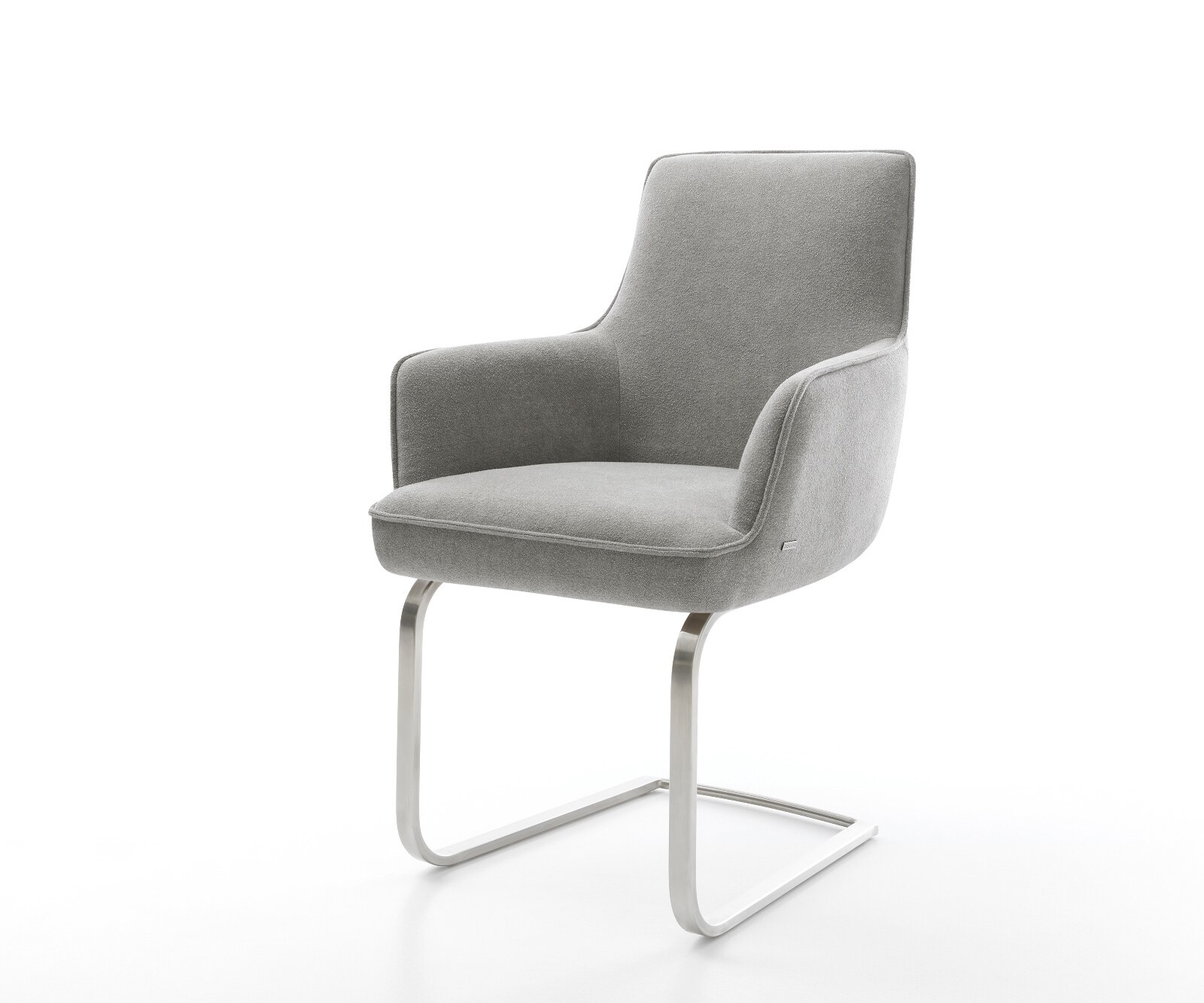 Sledemodel Heira-Flex met armleuning zachte stof met structuur grijs sledemodel vlak roestvrij staal pocketveer kern 1