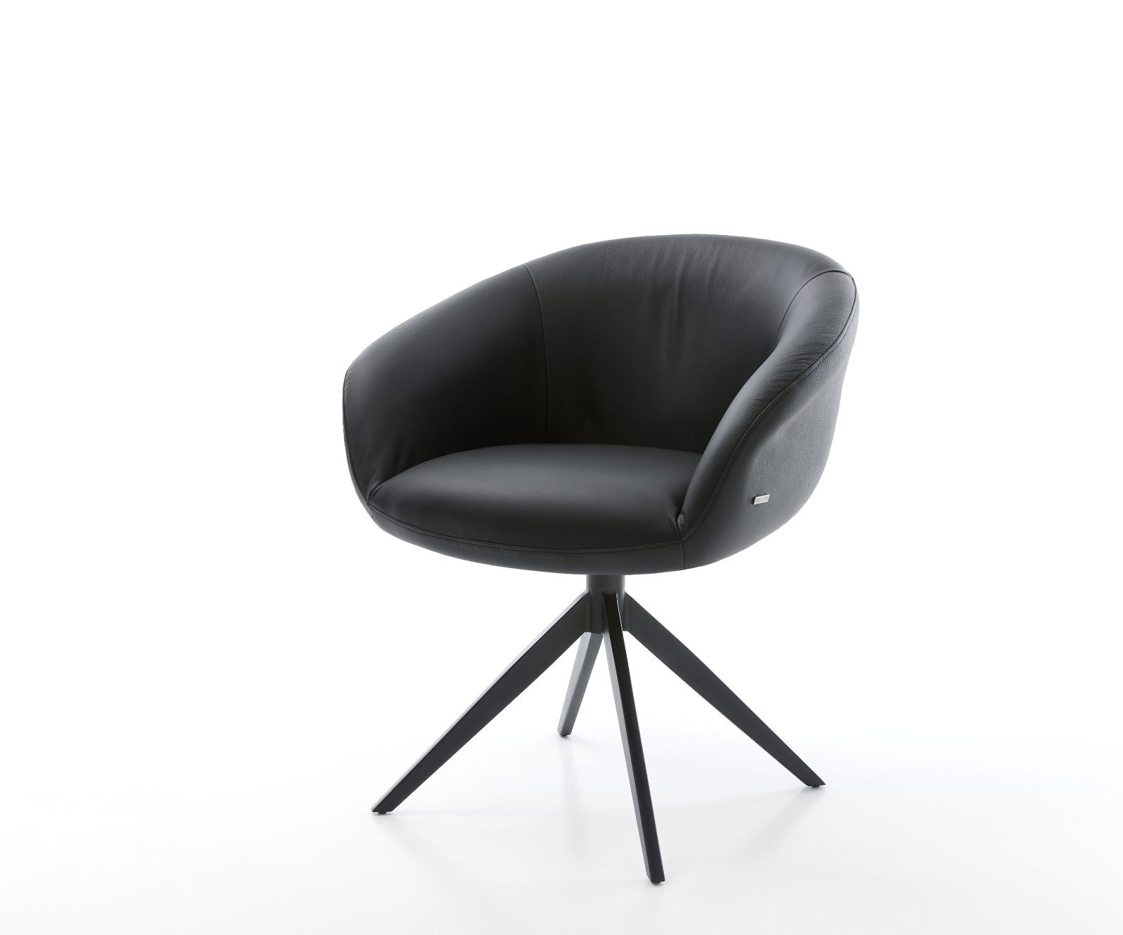 Draaistoel Vinka-Flex met armleuning echt leer zwart kruisframe breed zwart 360° draaibaar rocker-functie pocketveer kern Draaistoel Vinka-Flex met armleuning echt leer zwart kruisframe breed zwart 360° draaibaar rocker-functie pocketveer kern