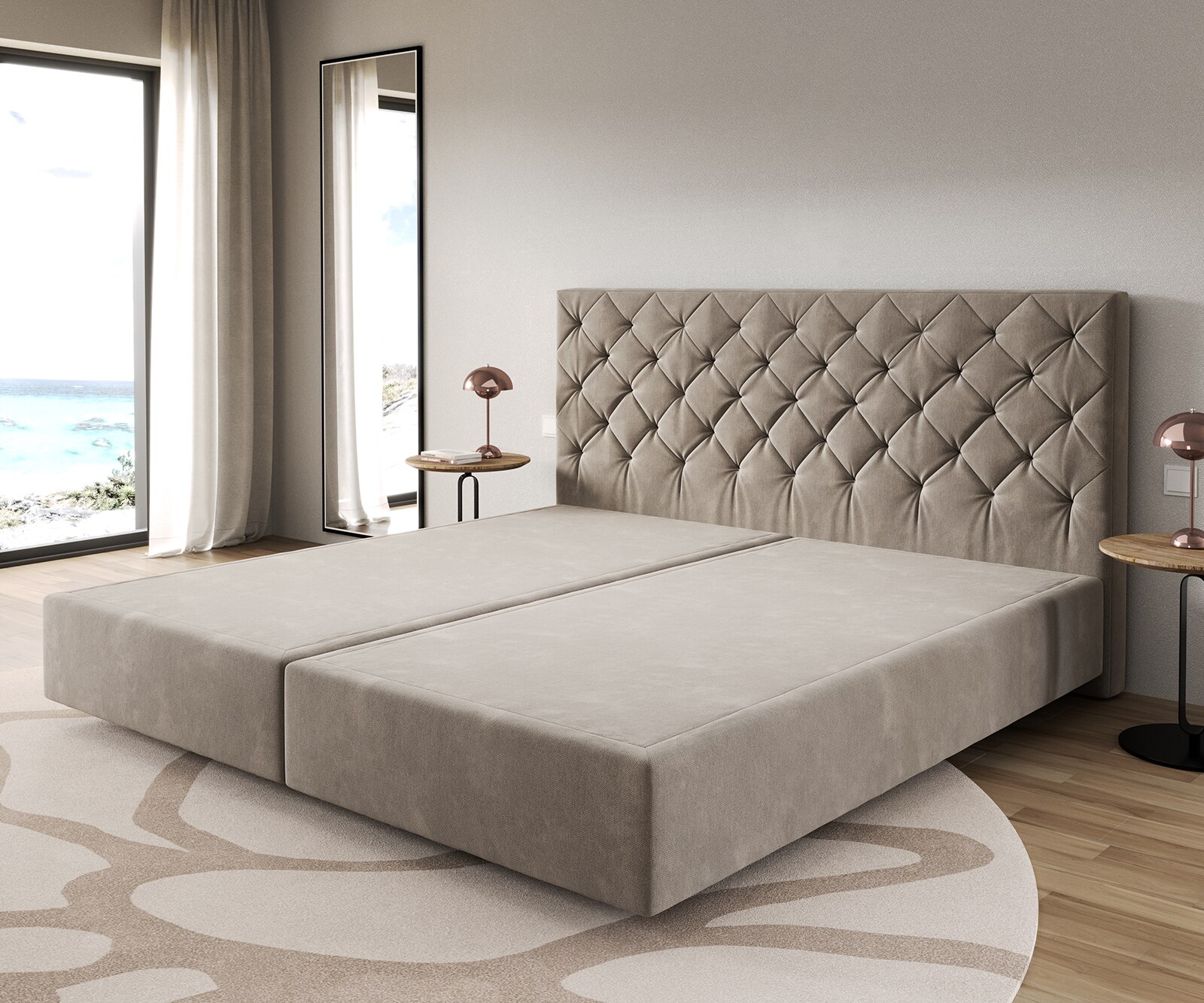 Boxspringframe Dream-Groot microvezel beige 200x200 cm