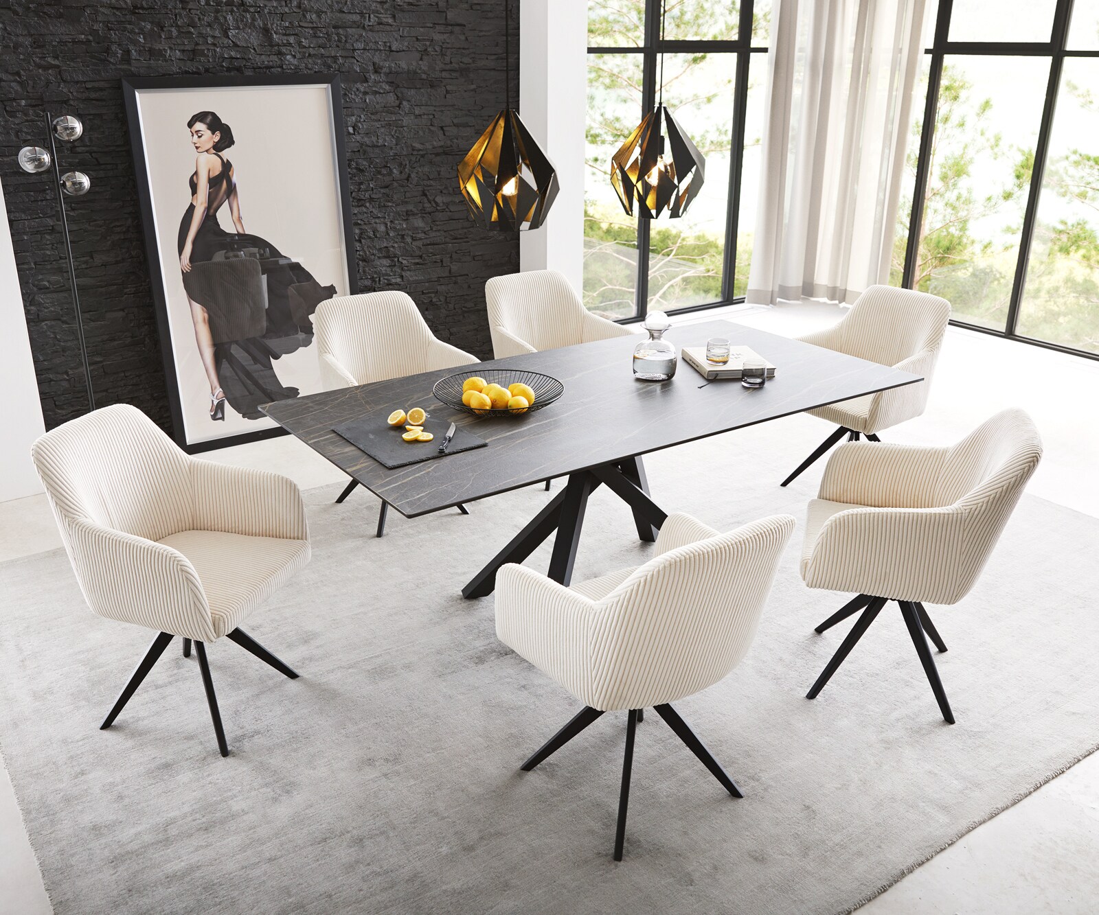 Eetkamerstoel Greg-Flex koord beige kruisframe hoekig zwart pocketveer kern 3 Eetkamerstoel Greg-Flex koord beige kruisframe hoekig zwart pocketveer kern 3