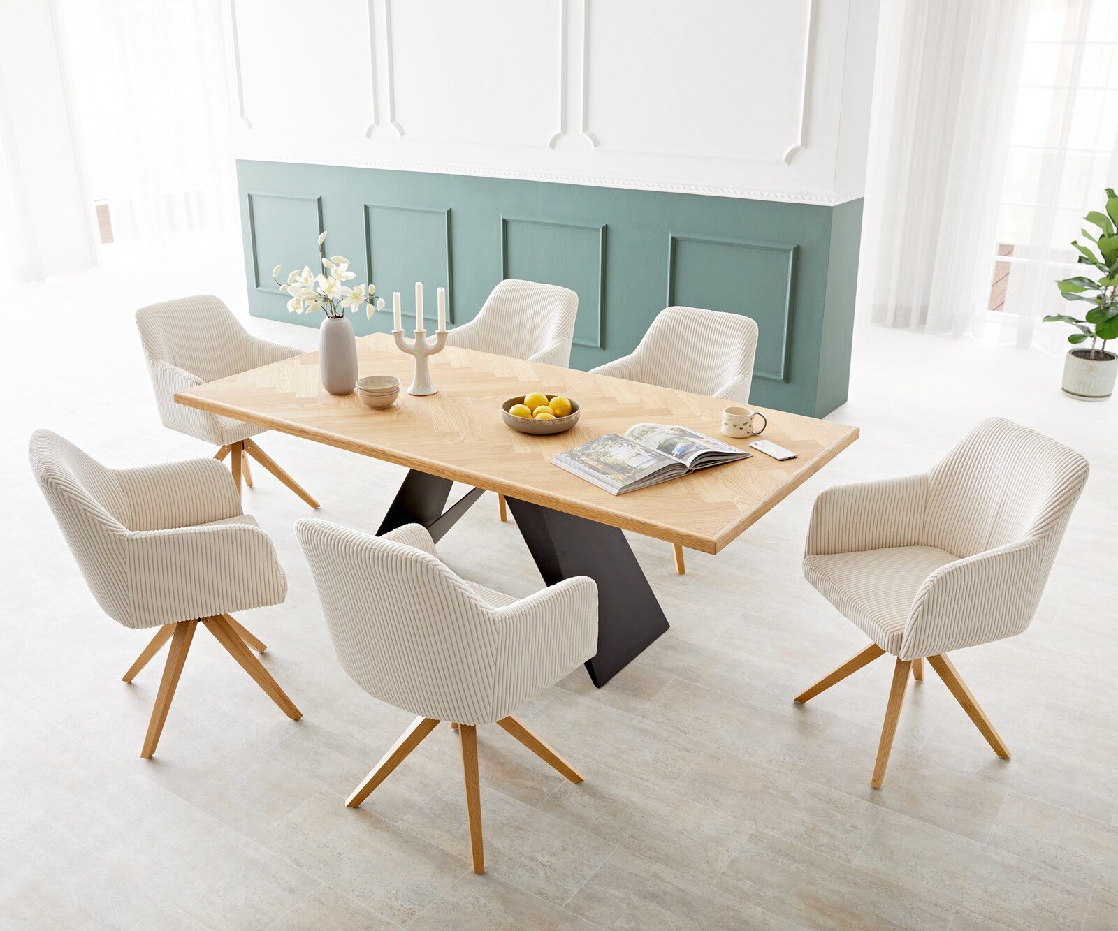 Eetkamerstoel Greg-Flex koord beige houten frame hoekig natuur pocketveer kern 3