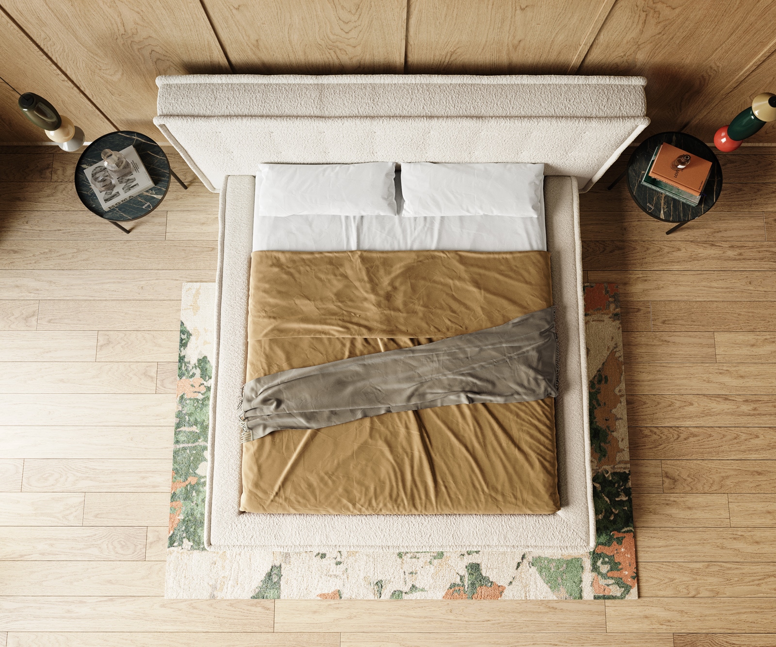 Gestoffeerd-bedframe Filikos 180x200 cm bouclé cream 5 Gestoffeerd-bedframe Filikos 180x200 cm bouclé cream 5