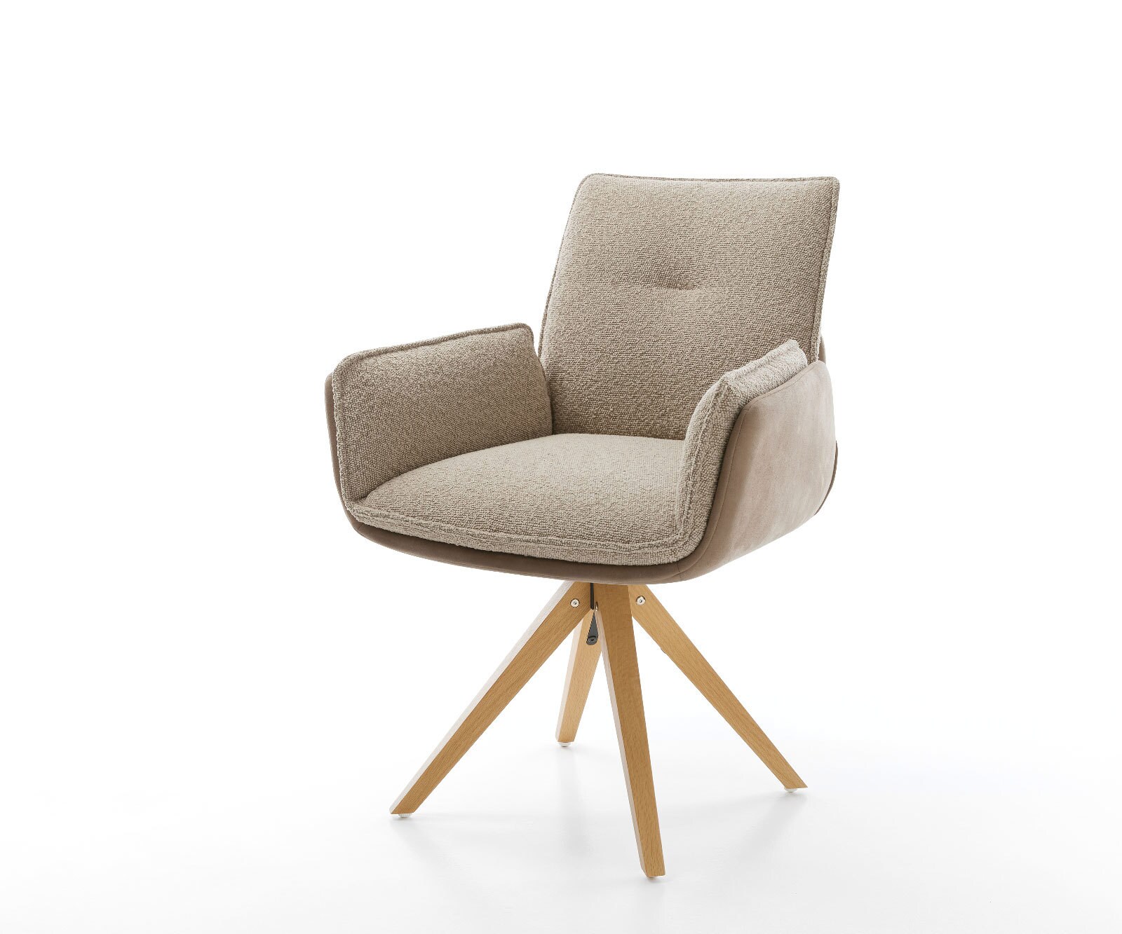Draaistoel Nela-Flex materiaalmix mud houten frame hoekig natuur 180° draaibaar