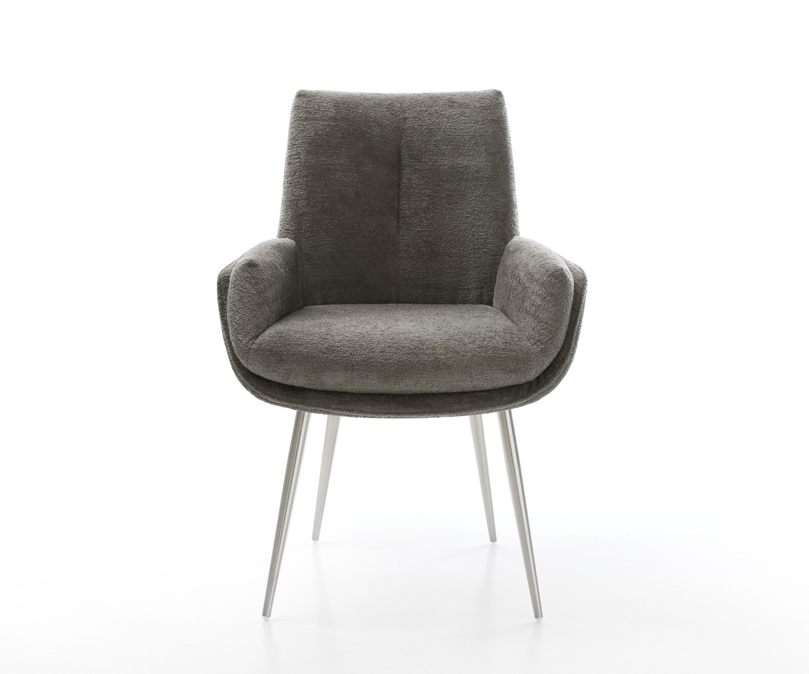 Eetkamerstoel Clea-Flex bouclé zacht mud 4-poot conisch roestvrij staal pocketveer kern 2