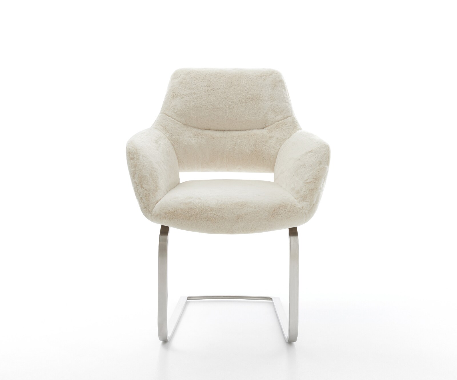 Sledemodel Yago-Flex met armleuning pluchen crème-wit sledemodel vlak roestvrij staal pocketveer kern 2