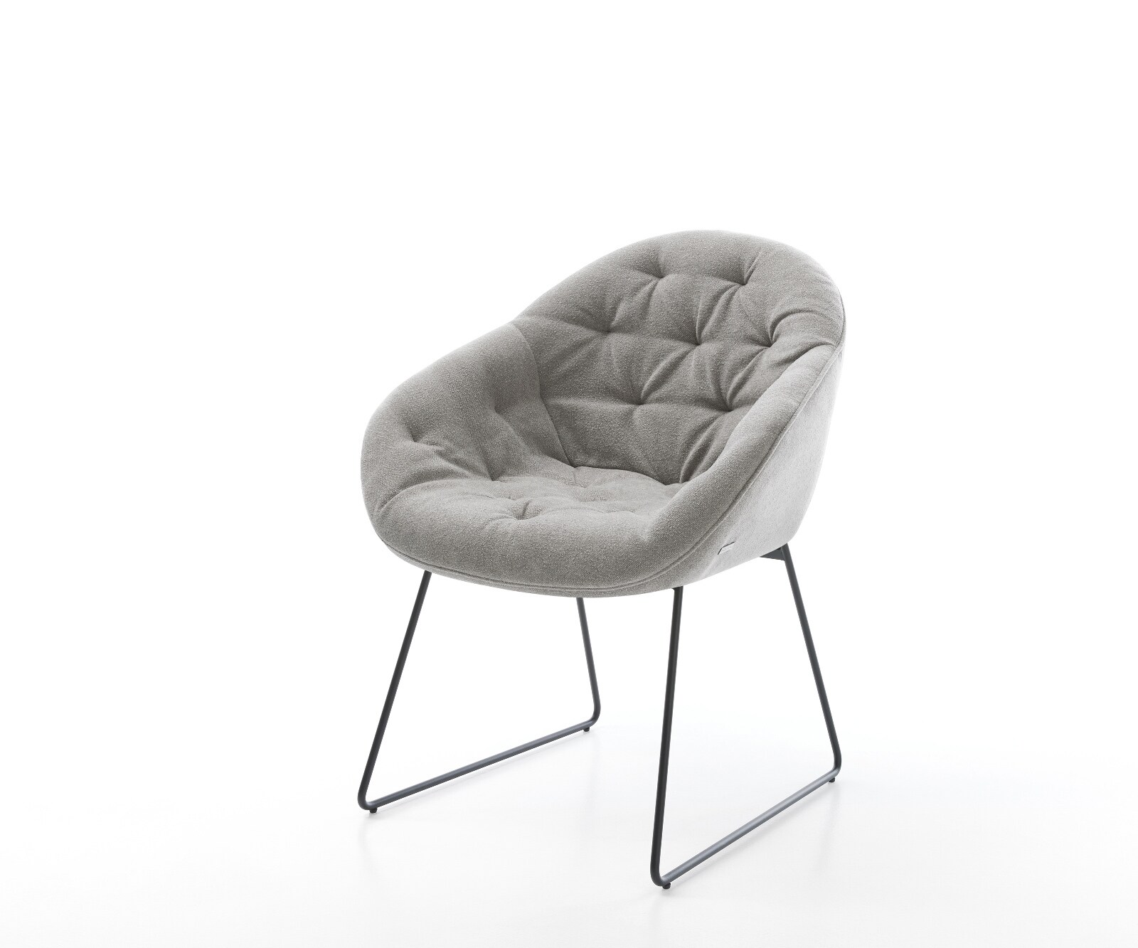 Eetkamerstoel Gaio-Flex zachte stof met structuur grijs slipframe zwart 1