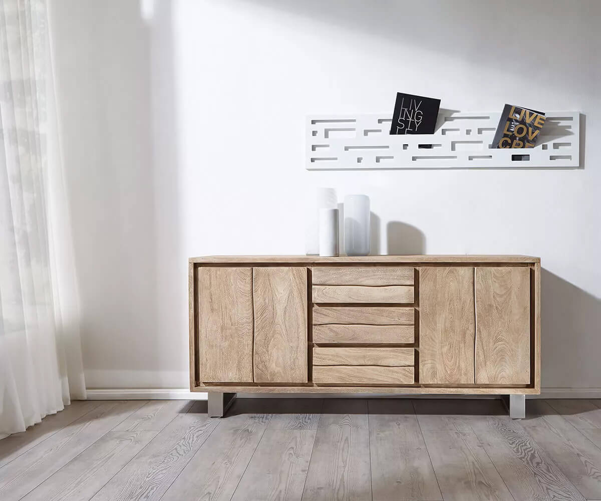 Dressoir Live-Edge 172 cm acacia champagne 3 laden 4 deuren 4