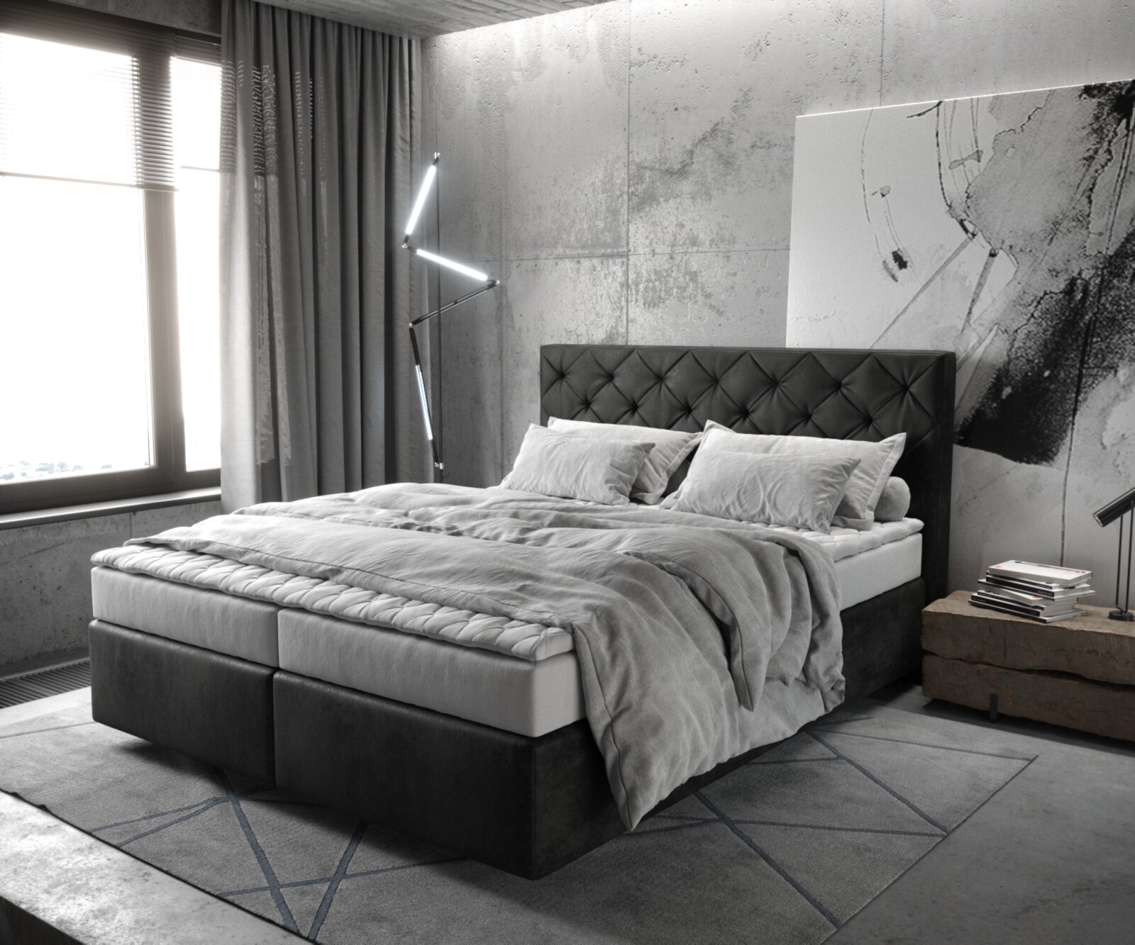 Boxspringbed Dream-Great 160x200 microvezel antraciet Vintage