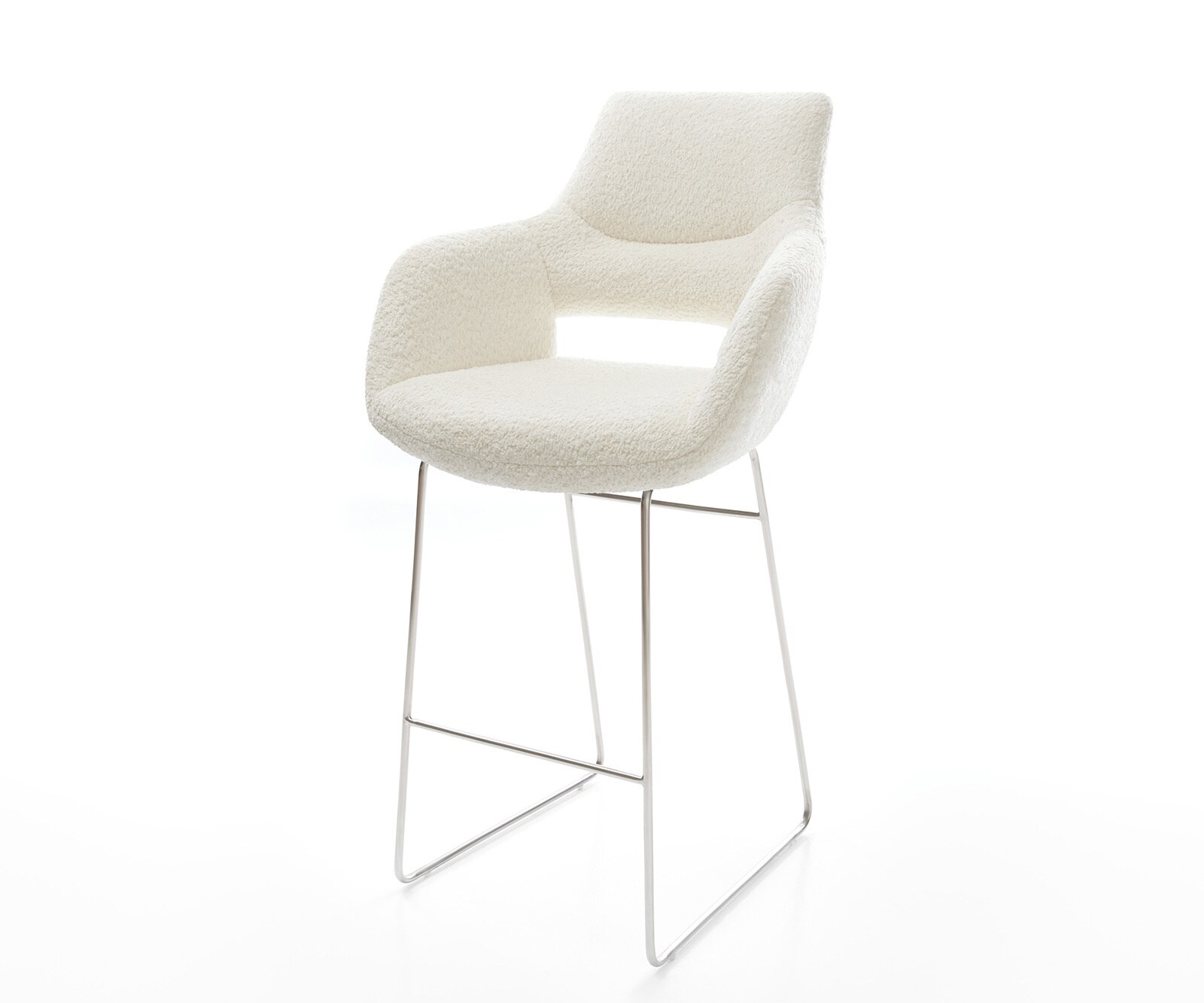 Barstoel Yago-Flex bouclé Wit sledeframe RVS pocketvering 1
