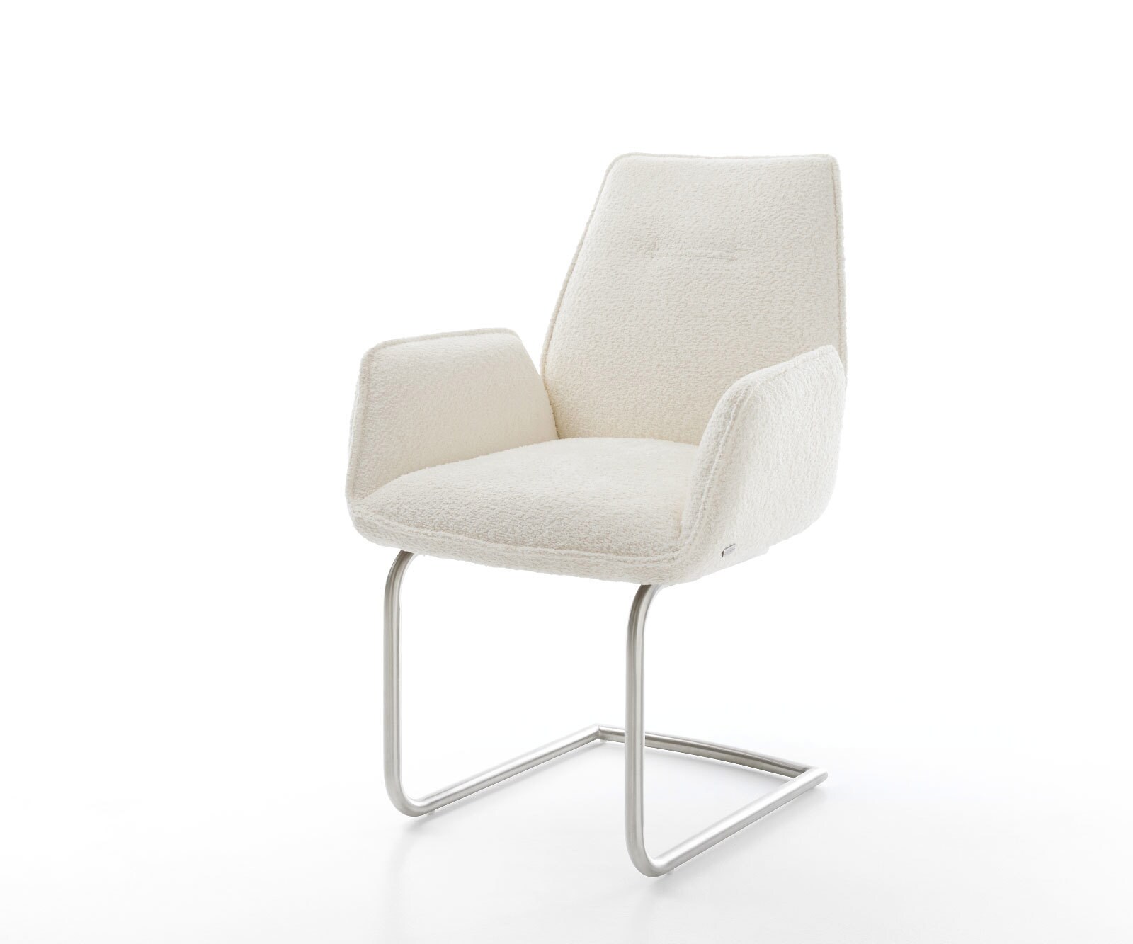 Sledemodel Zoa-Flex bouclé wit sledemodel rond roestvrij staal pocketveer kern