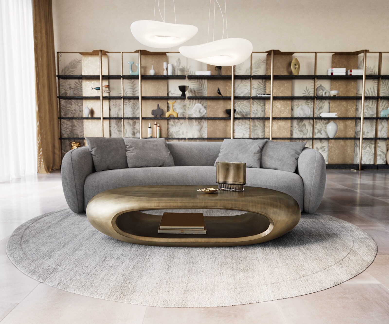 Salontafel Sinor 140x65 cm Metallic Goud 1