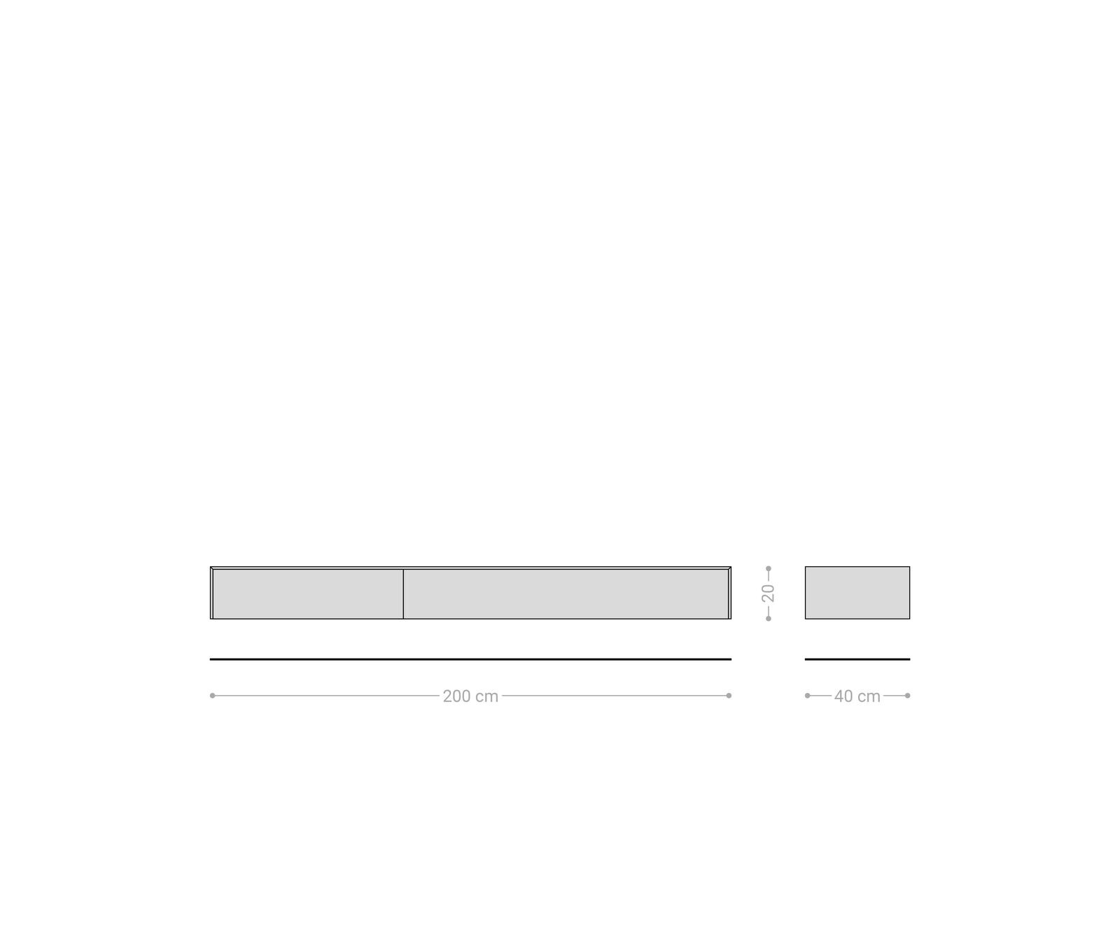 Tv-meubel Cuor 200 cm Keramiek Beton Grijs 1 Flap 1 Laden Zwevend 8