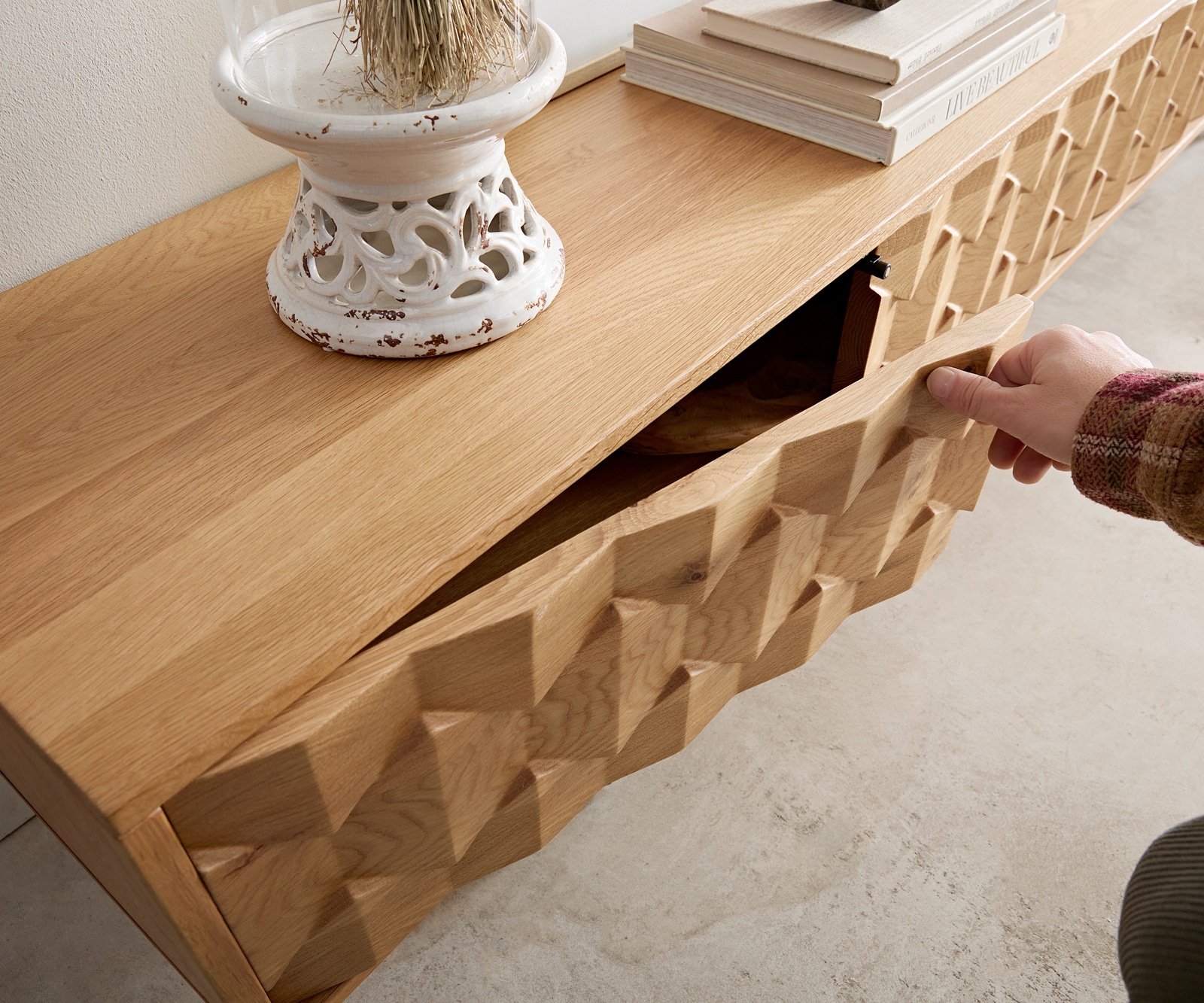 Tv-meubel Fevo 220 cm natuur eiken 4 deuren zwevend 3 Tv-meubel Fevo 220 cm natuur eiken 4 deuren zwevend 3