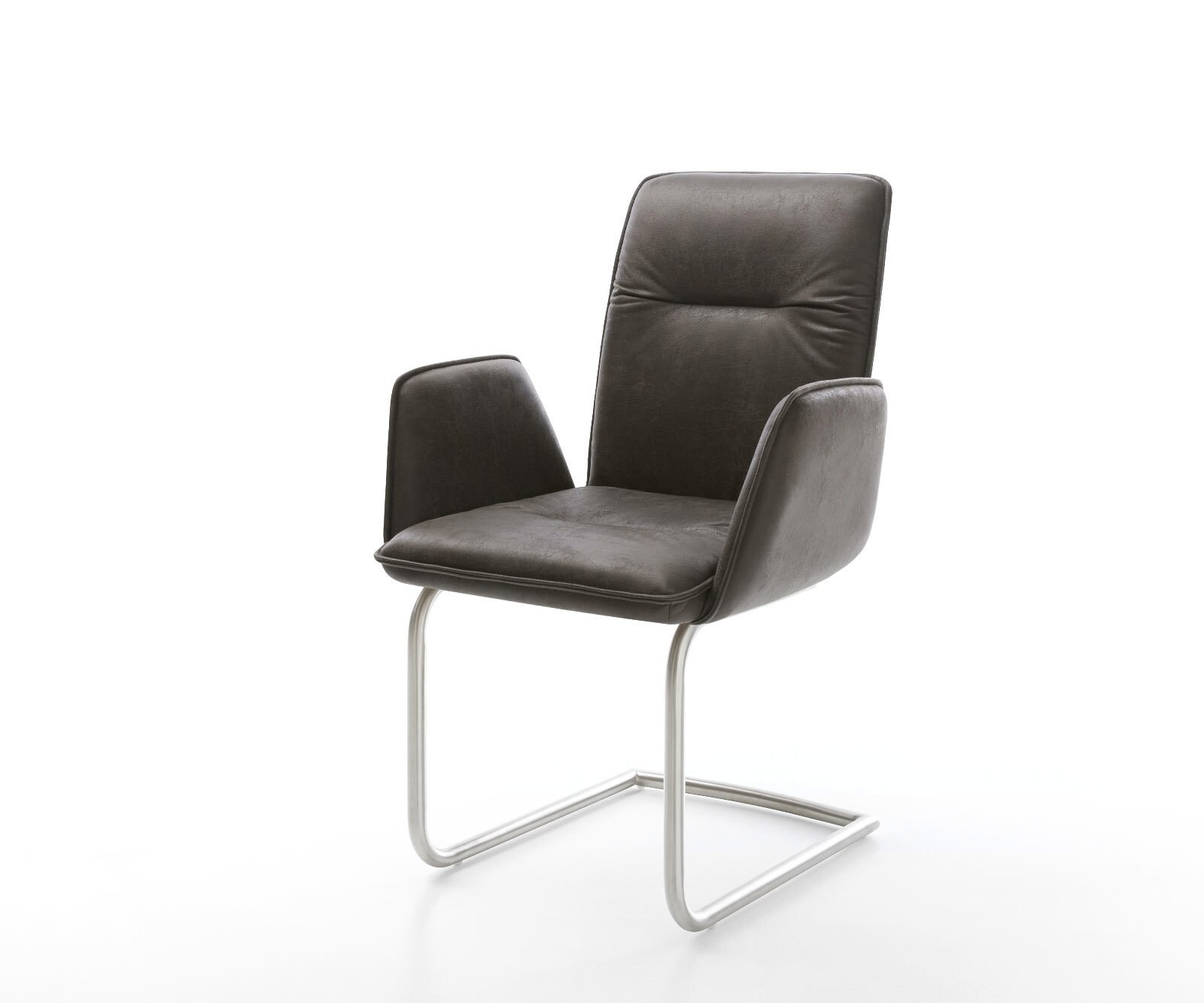 Sledemodel Vinja-Flex microvelours antraciet vintage sledemodel rond roestvrij staal