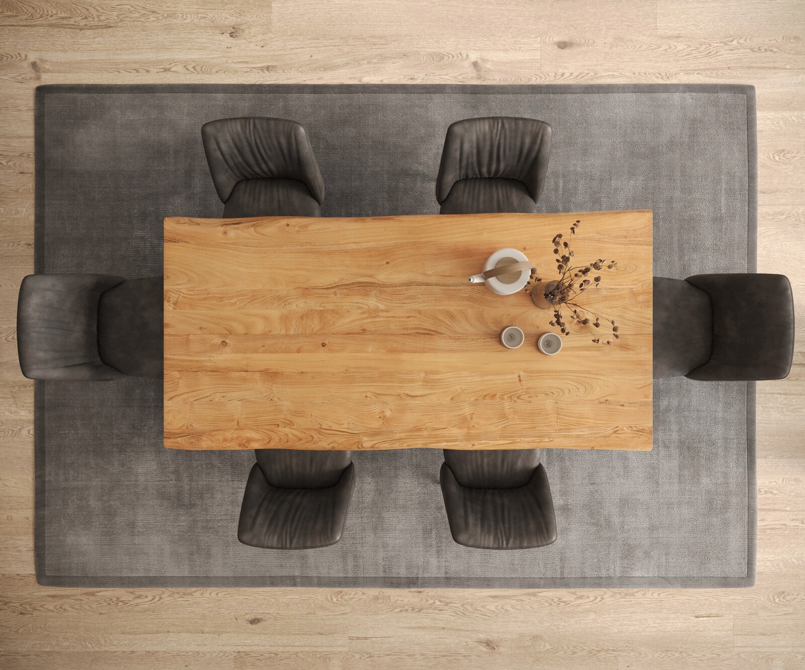 Eettafel Edge 200x100 acacia natuur Troa RVS geborsteld Live-Edge 4
