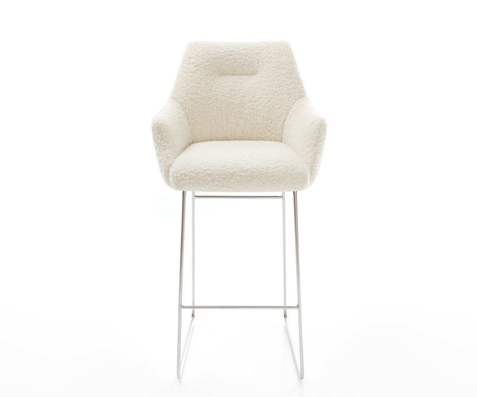 Barstoel Alja-Flex Teddystof Beige Sledeonderstel roestvrij staal Zilver Pocketvering 2