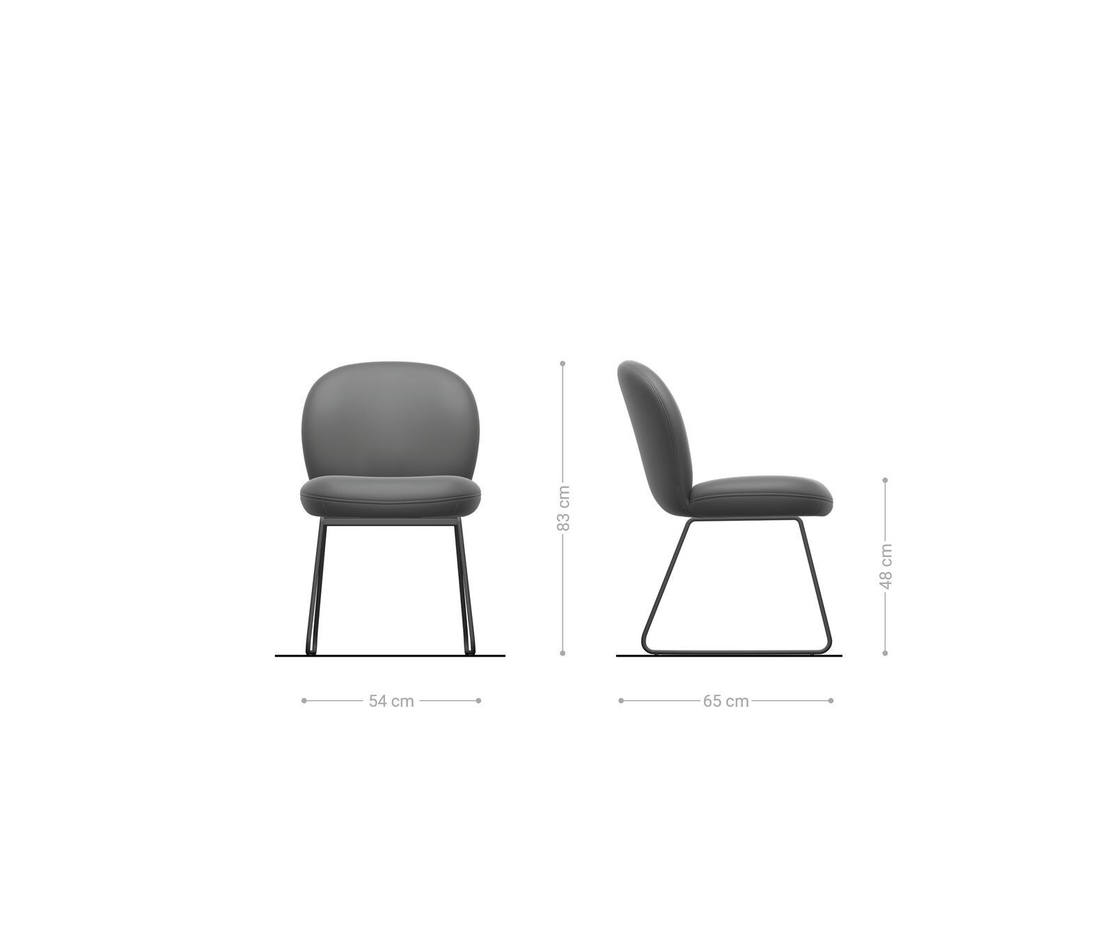 Eetkamerstoel Nube-Flex bouclé zilver grijs slipframe roestvrij staal pocketveer kern 6