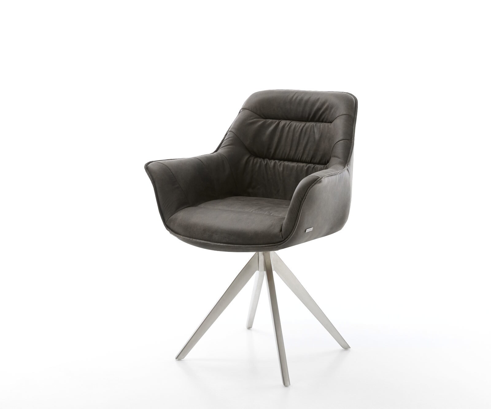 Eetkamerstoel Kaira-Flex microvelours antraciet vintage kruisframe hoekig roestvrij staal Eetkamerstoel Kaira-Flex microvelours antraciet vintage kruisframe hoekig roestvrij staal
