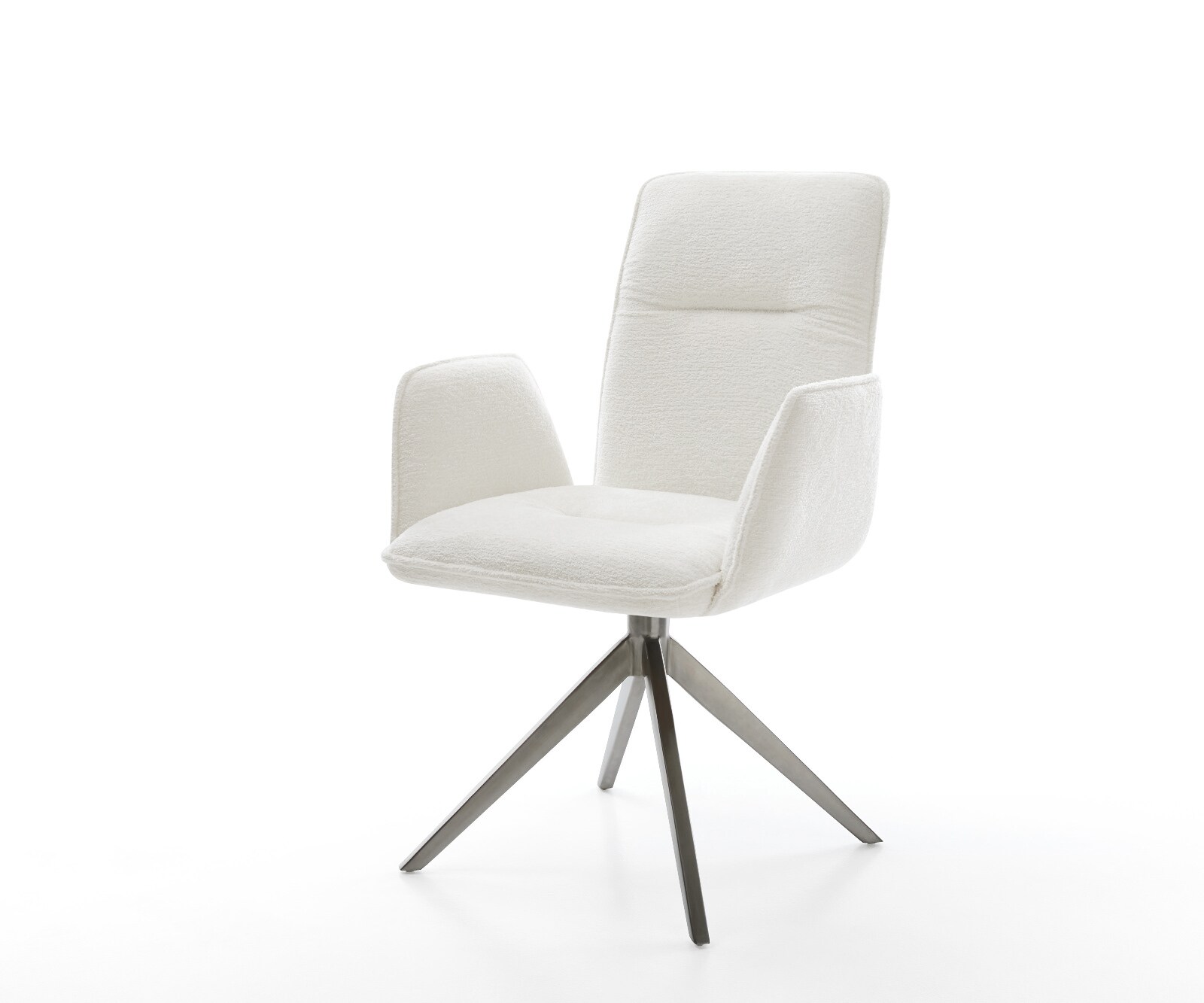 Draaistoel Vinja-Flex bouclé zacht beige kruisframe breed grafiet 360° draaibaar rocker-functie