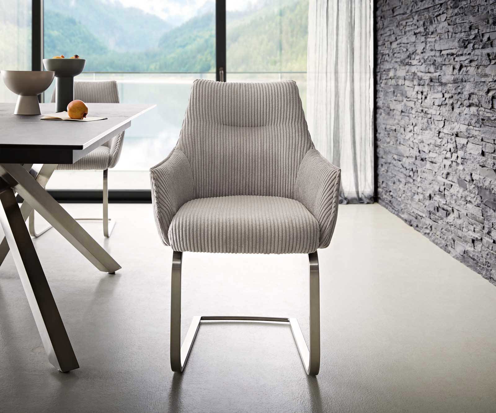 Sledemodel Alja-Flex met armleuning koord zilver grijs sledemodel vlak roestvrij staal pocketveer kern 1 Sledemodel Alja-Flex met armleuning koord zilver grijs sledemodel vlak roestvrij staal pocketveer kern 1