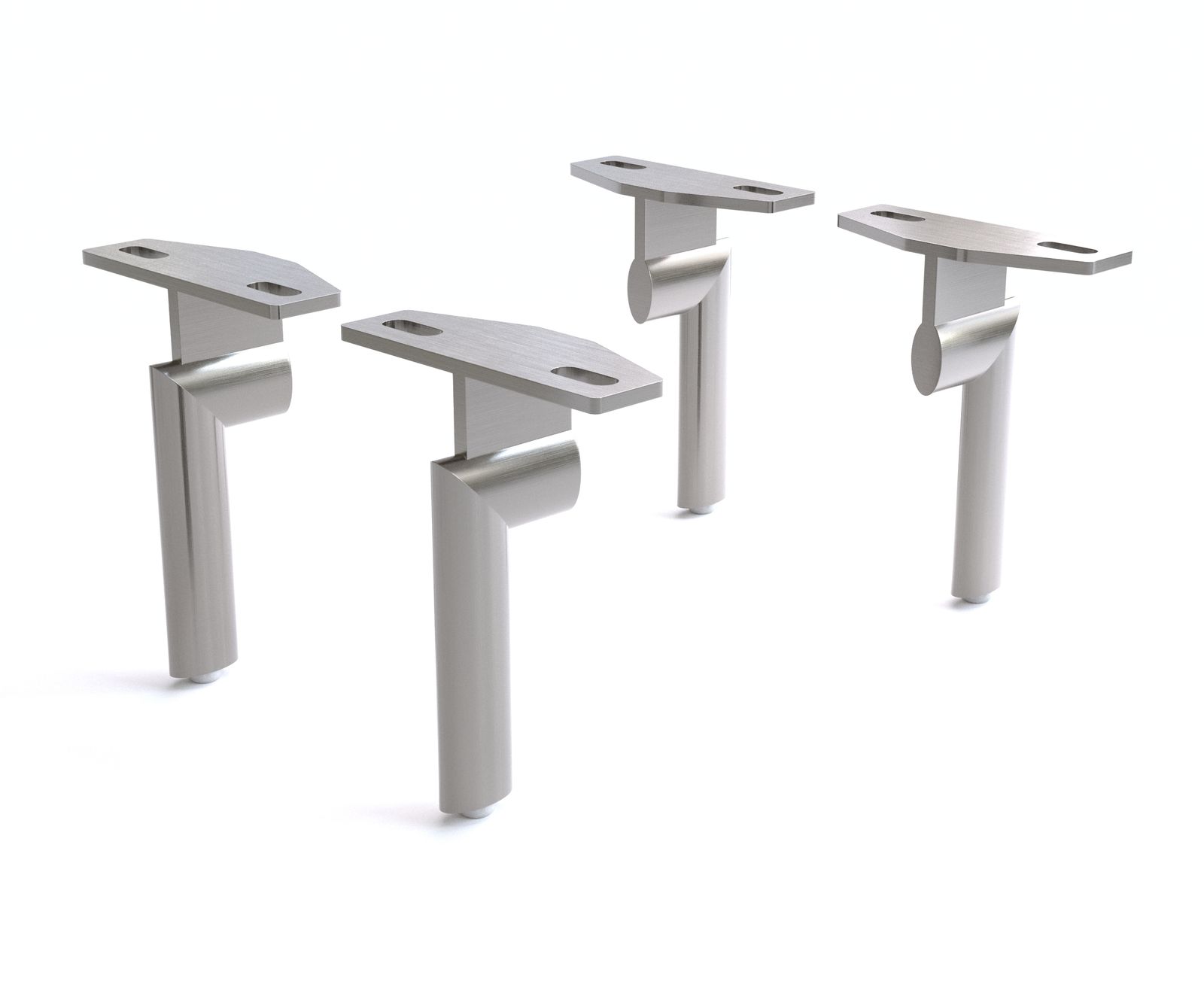 Poot ovaal 15 cm geborsteld RVS voor alle soorten meubels (set van 4)