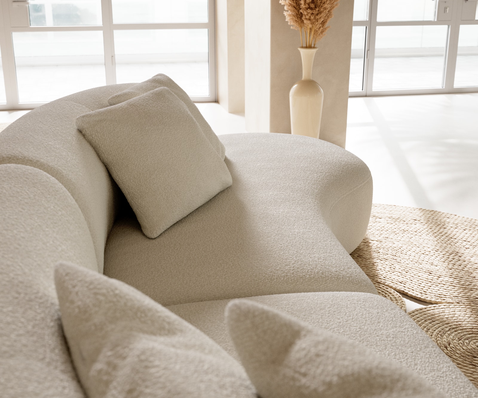 Mairi bank 330x160 cm bouclé crème-wit 1 Mairi bank 330x160 cm bouclé crème-wit 1