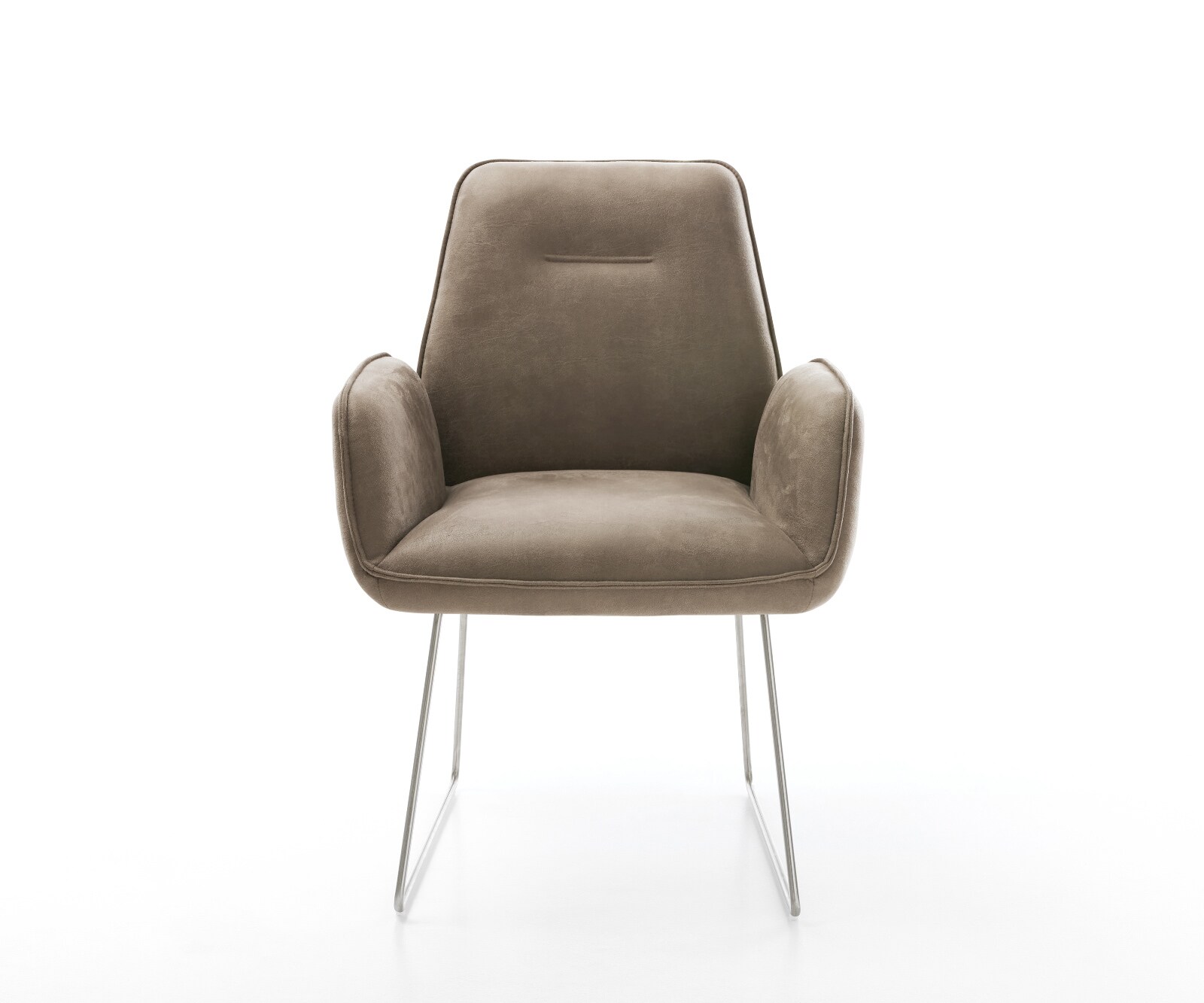 Eetkamerstoel Zoa-Flex microvelours taupe vintage slipframe roestvrij staal pocketveer kern 2