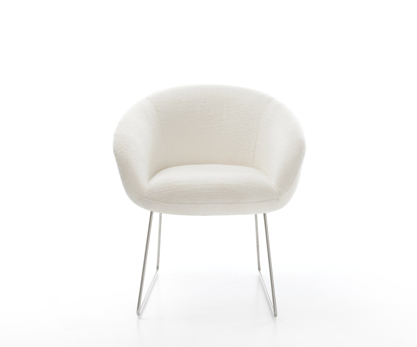 Eetkamerstoel Vinka-Flex met armleuning bouclé zacht beige slipframe roestvrij staal pocketveer kern 2