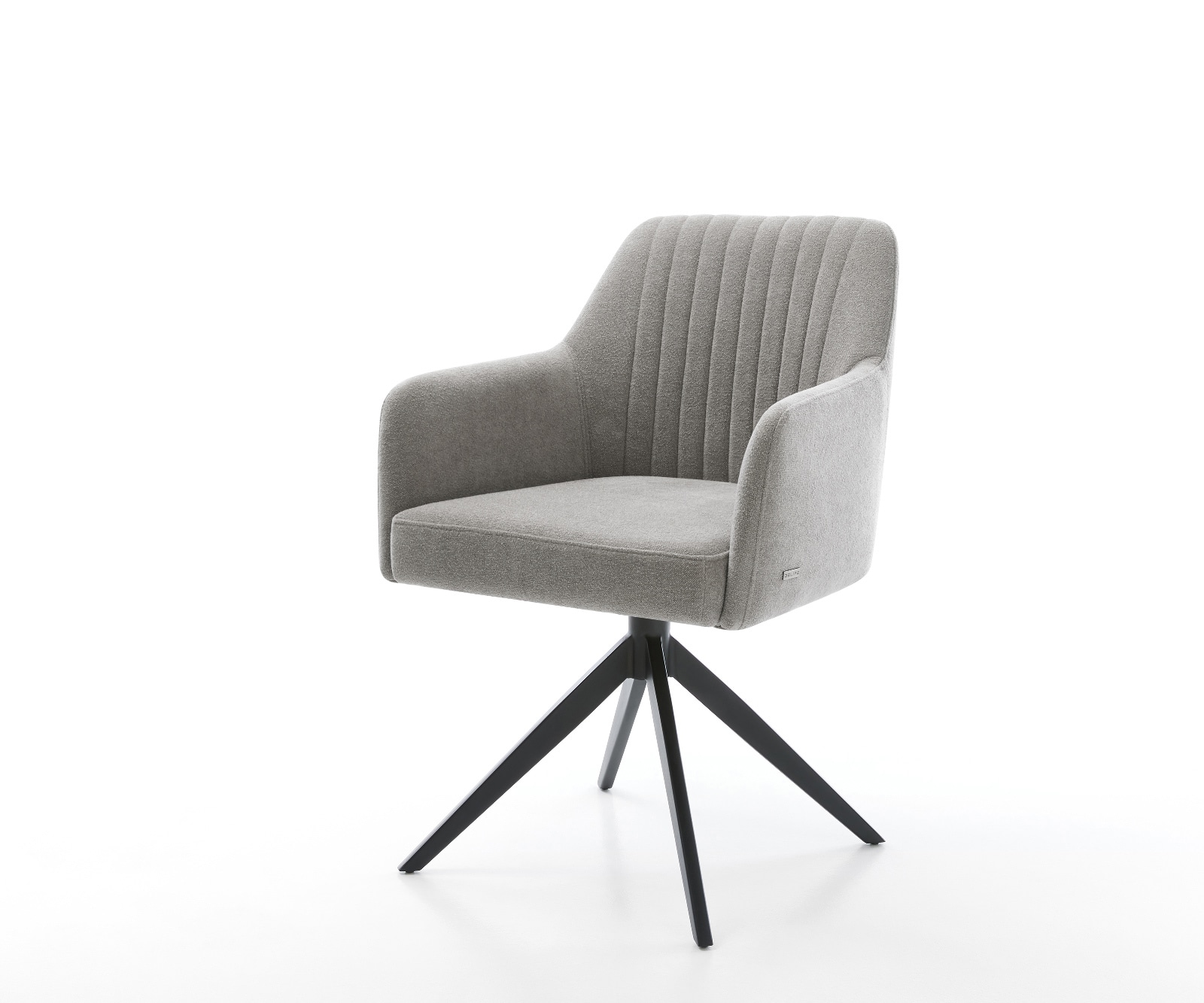 Draaistoel Greg-Flex zachte stof met structuur grijs kruisframe breed zwart 360° draaibaar rocker-functie pocketveer kern 1