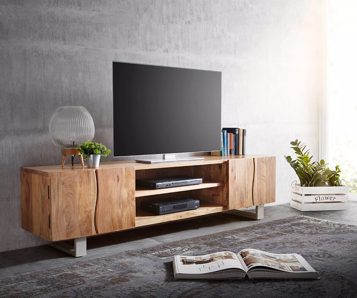  Tv-meubelLive-Edge acacia 4-deurs boomrand lowboard 
