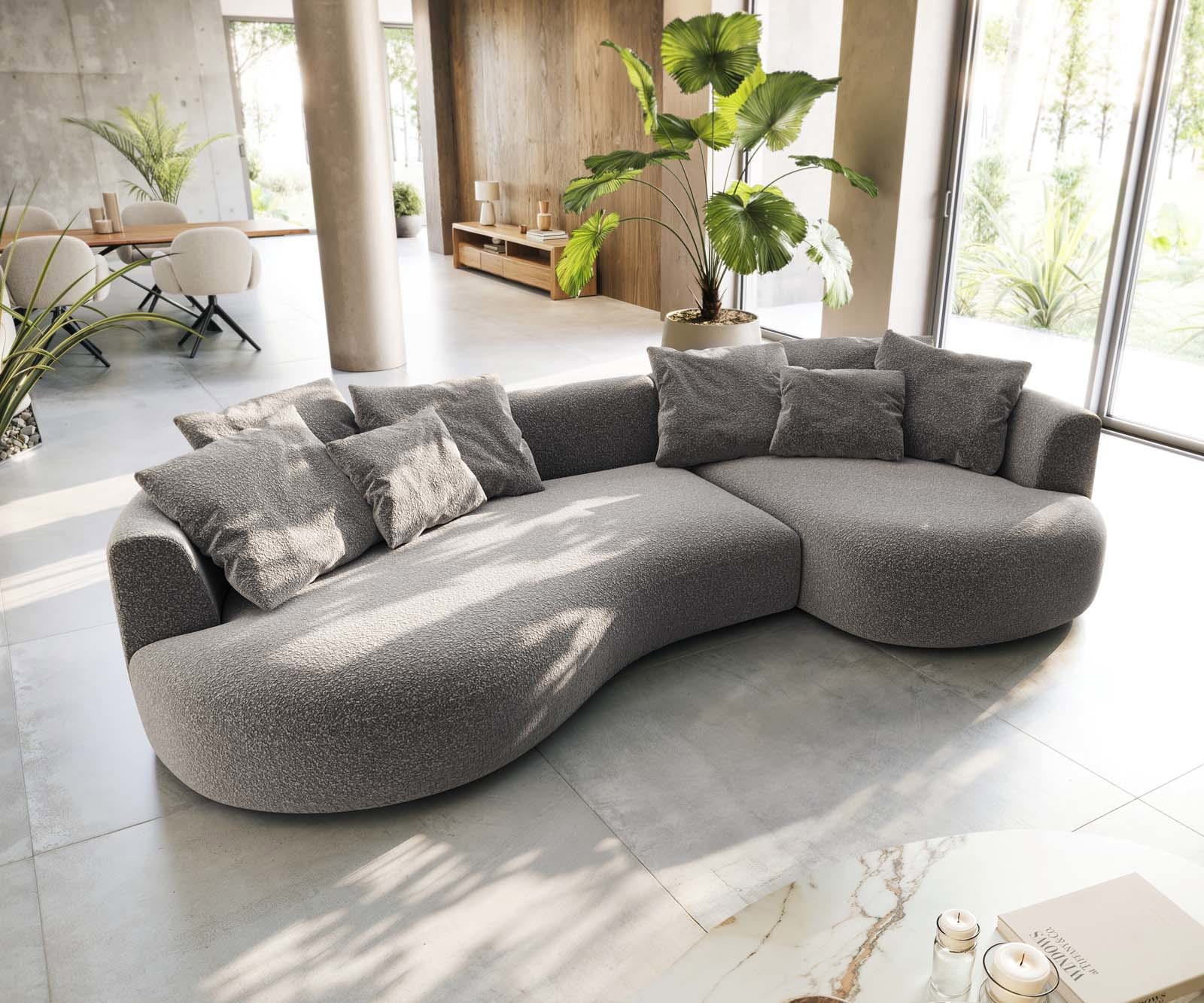 Sofa Edina 330x170 cm Bouclé zilvergrijs 3 Sofa Edina 330x170 cm Bouclé zilvergrijs 3