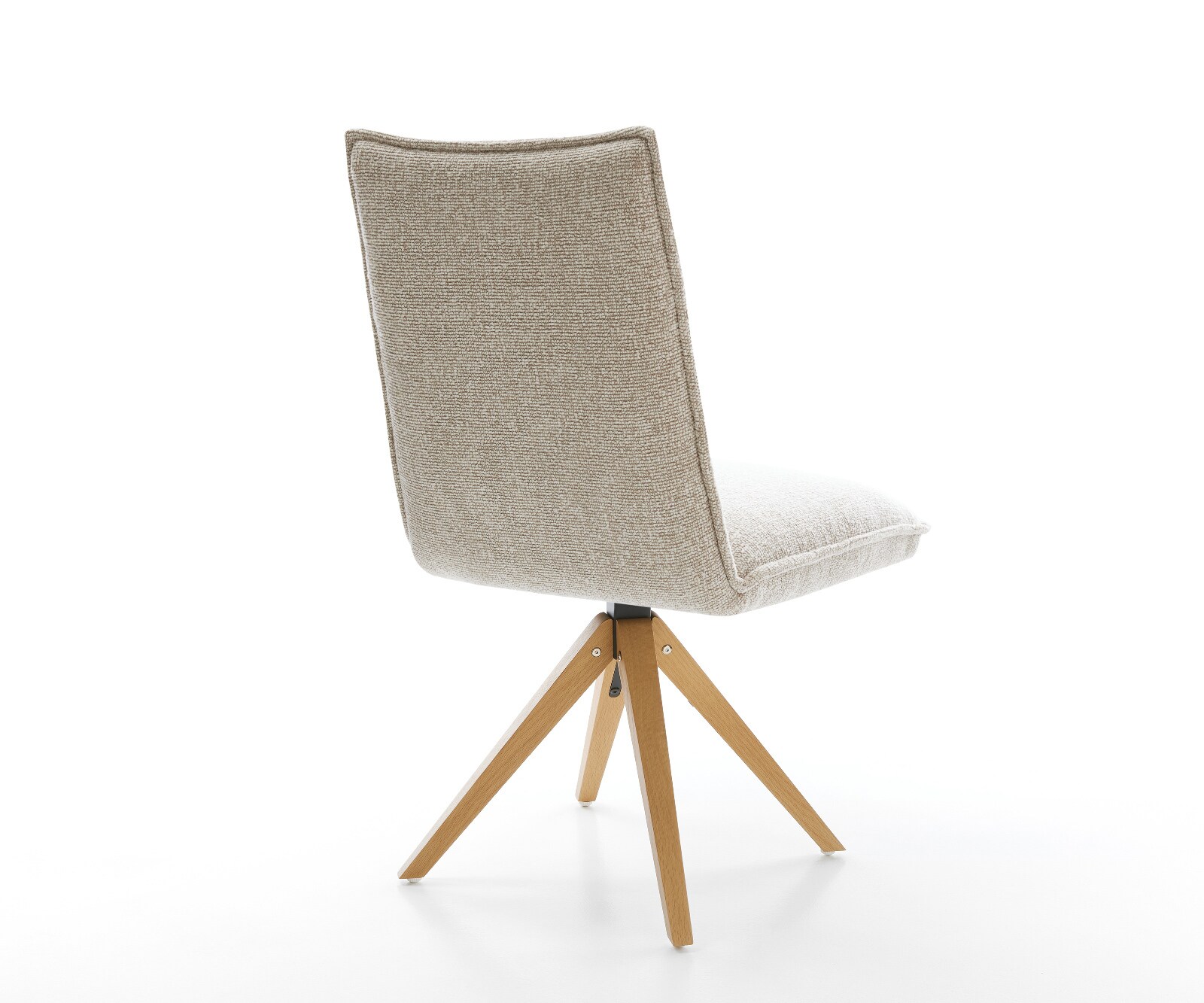 Draaistoel Lelio-Flex geweven stof beige houten frame hoekig natuur 180° draaibaar pocketveer kern 5