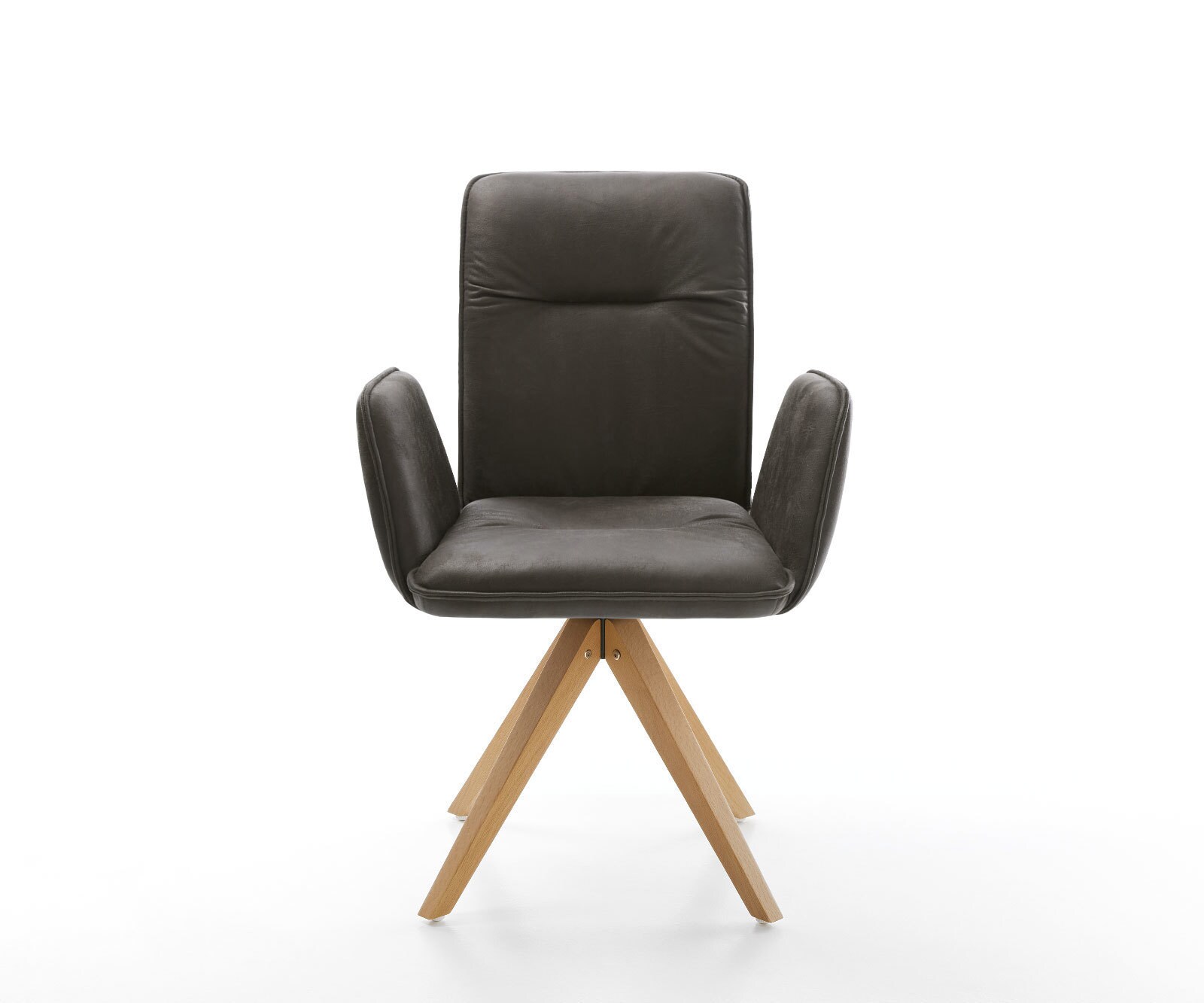 Eetkamerstoel Vinja-Flex microvelours antraciet vintage houten frame hoekig natuur 2