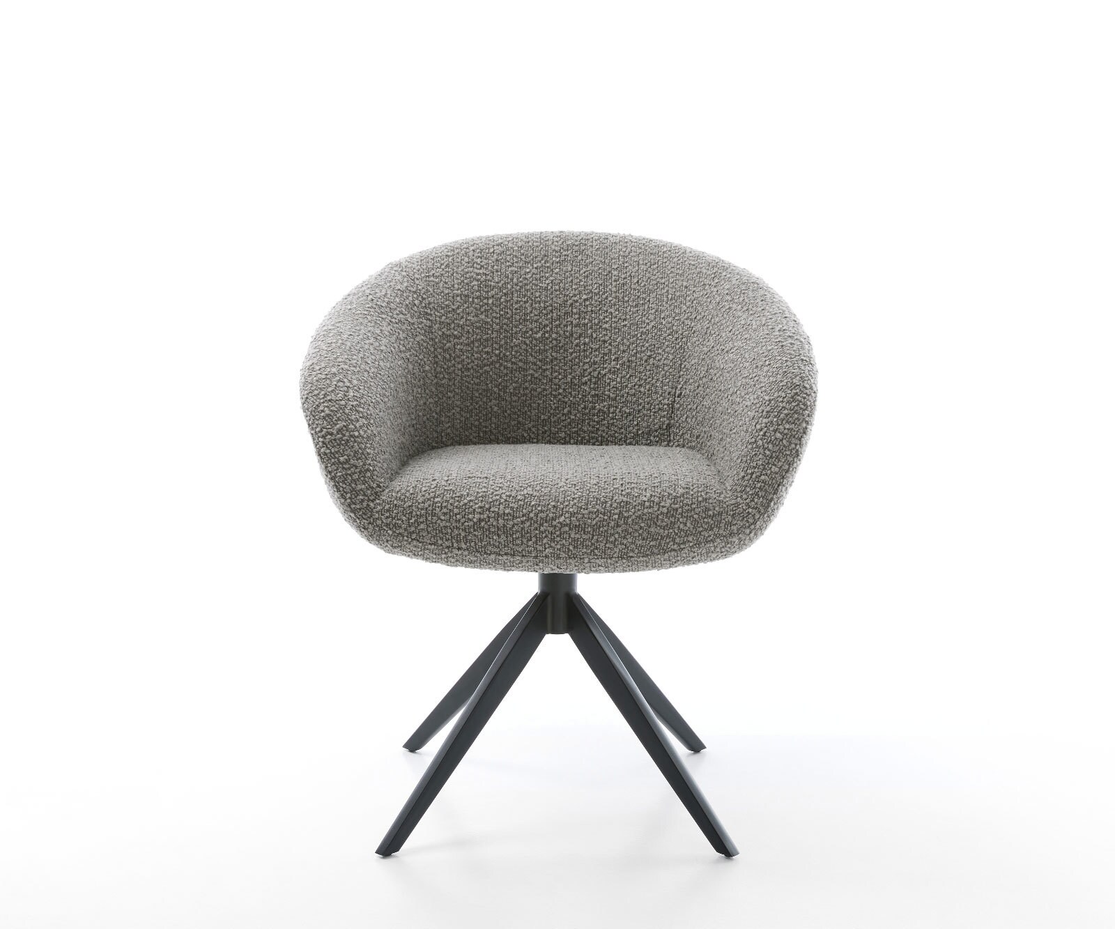 Draaistoel Vinka-Flex met armleuning bouclé zilver grijs kruisframe breed zwart 360° draaibaar rocker-functie pocketveer kern 1