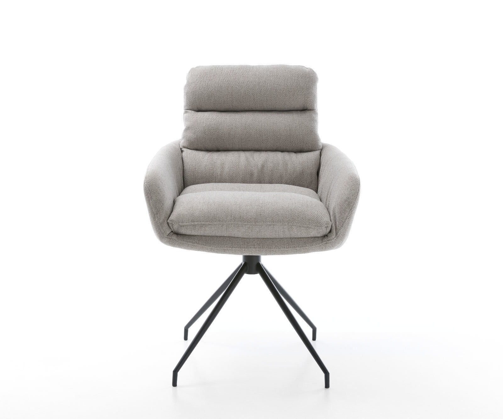 Eetkamerstoel Abelia-Flex met armleuning stripes lichtgrijs kruisframe conisch zwart 1 Eetkamerstoel Abelia-Flex met armleuning stripes lichtgrijs kruisframe conisch zwart 1