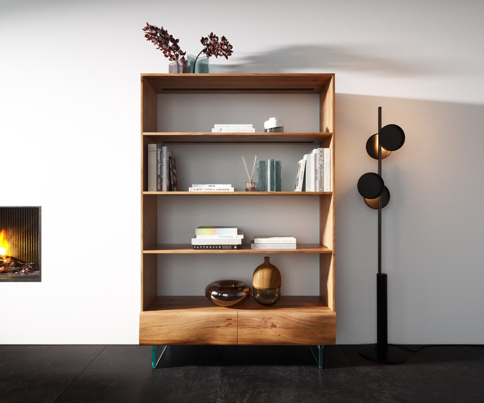 Ladekast New Live-Edge 115x150 cm acacia natuur 2 laden glasvoet zwevend 1 Ladekast New Live-Edge 115x150 cm acacia natuur 2 laden glasvoet zwevend 1