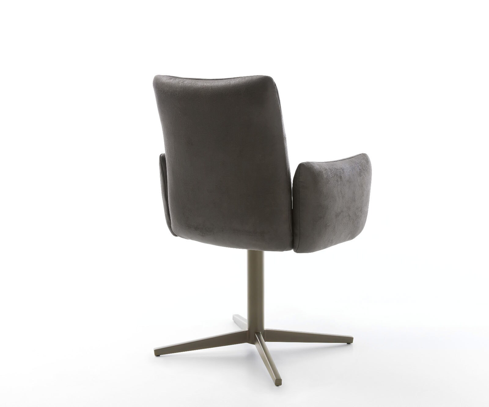 Draaistoel Jova-Flex met armleuning microvelours antraciet vintage kruispoot afwerking met titanium 360° draaibaar pocketveer kern 4