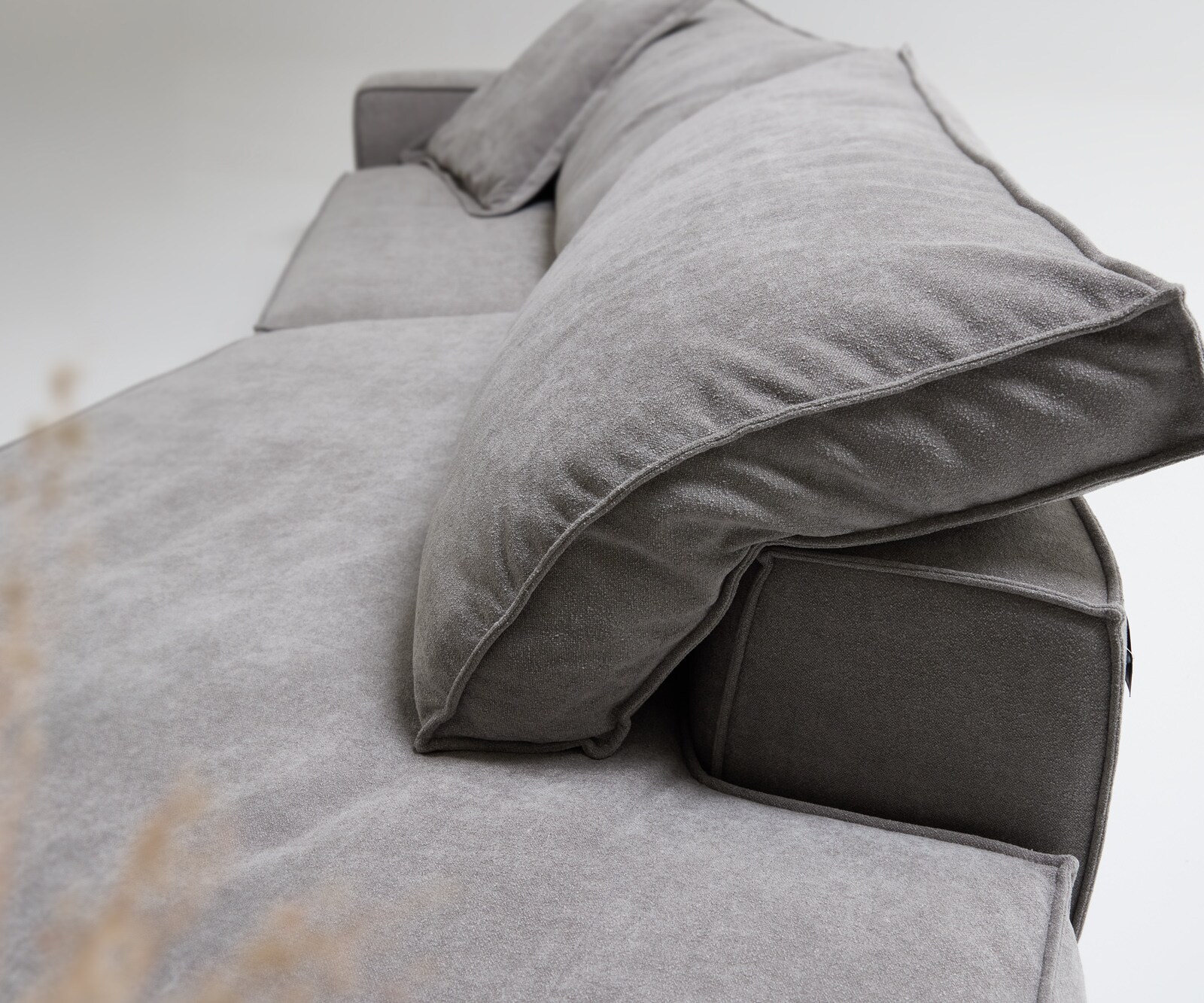 Big- Sofa Snoosh 400x150 cm vlakgeweven grijs Recamiere rechts 5
