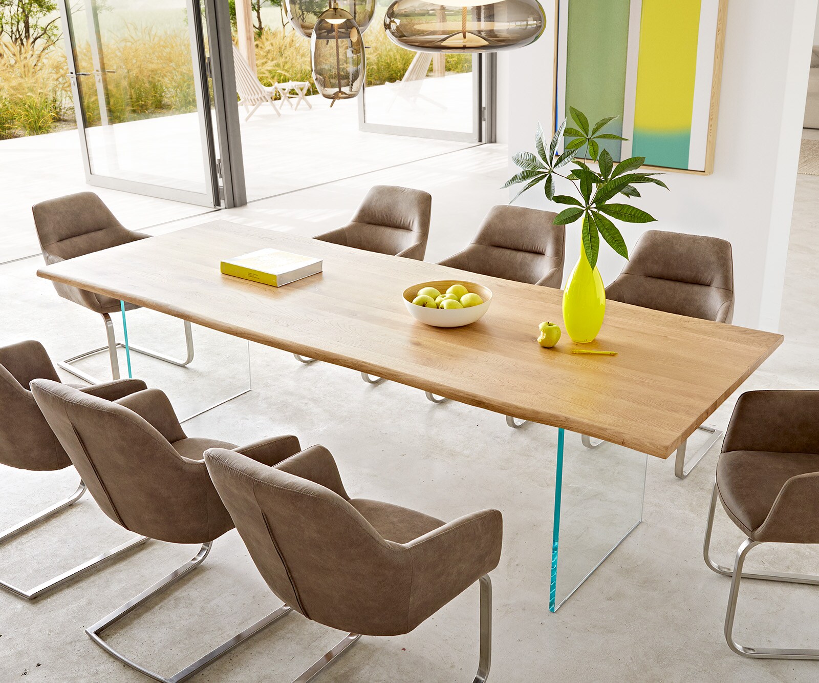 Eettafel Edge 260x100x2,5-3 eiken natuur glas Live-Edge