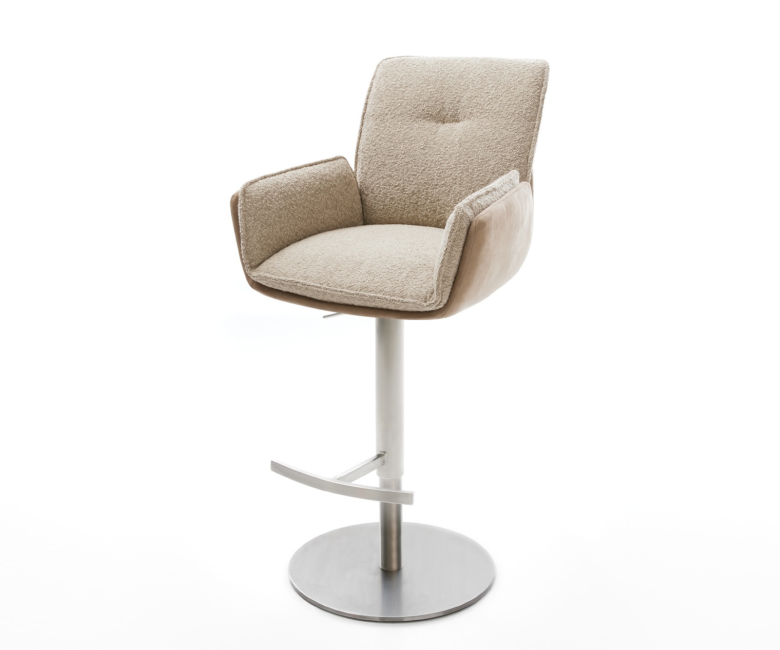 Barstoel Nela-Flex materiaalmix Mud draaivoet in hoogte verstelbaar RVS draaibaar pocketvering Barstoel Nela-Flex materiaalmix Mud draaivoet in hoogte verstelbaar RVS draaibaar pocketvering