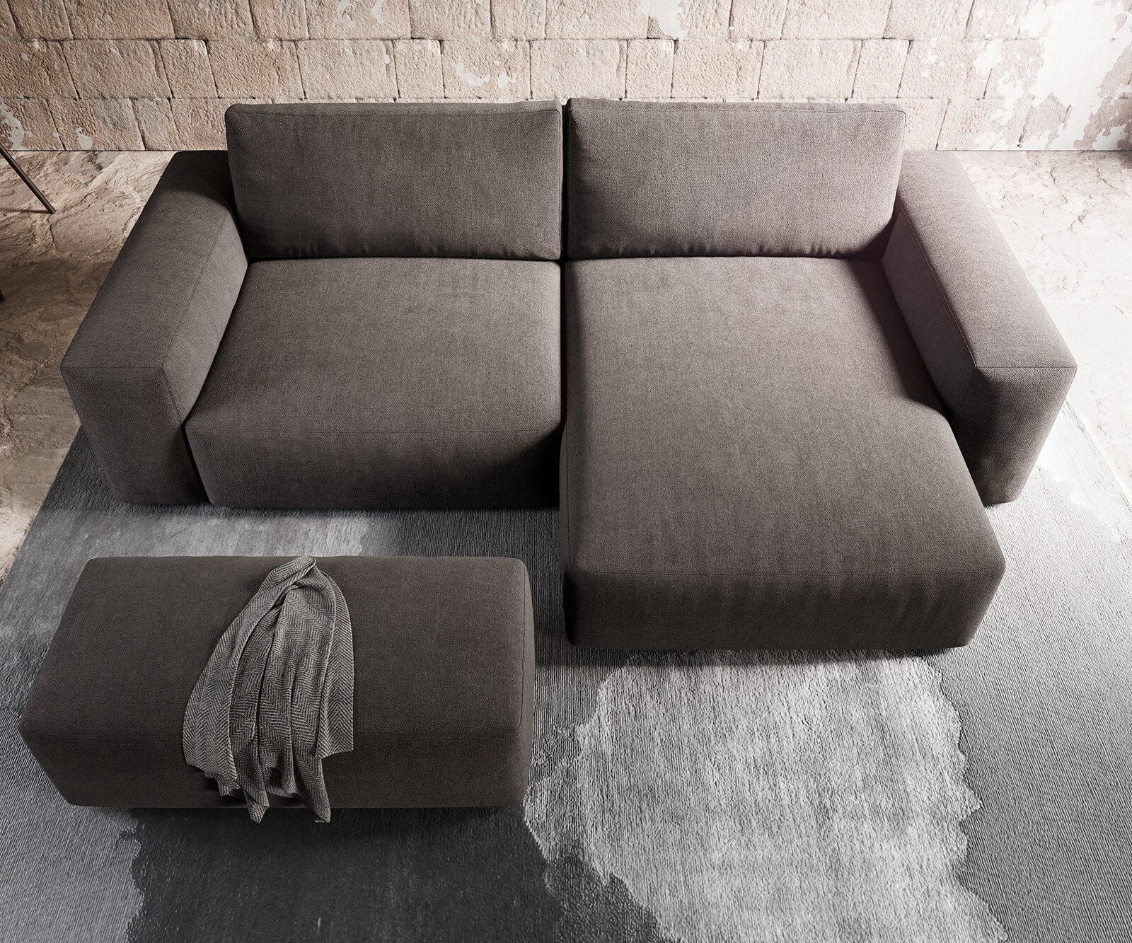 Hoekbank Lanzo XL 270x180 cm microvezel kaki bruin variabele rugleuning met poef 3 Hoekbank Lanzo XL 270x180 cm microvezel kaki bruin variabele rugleuning met poef 3