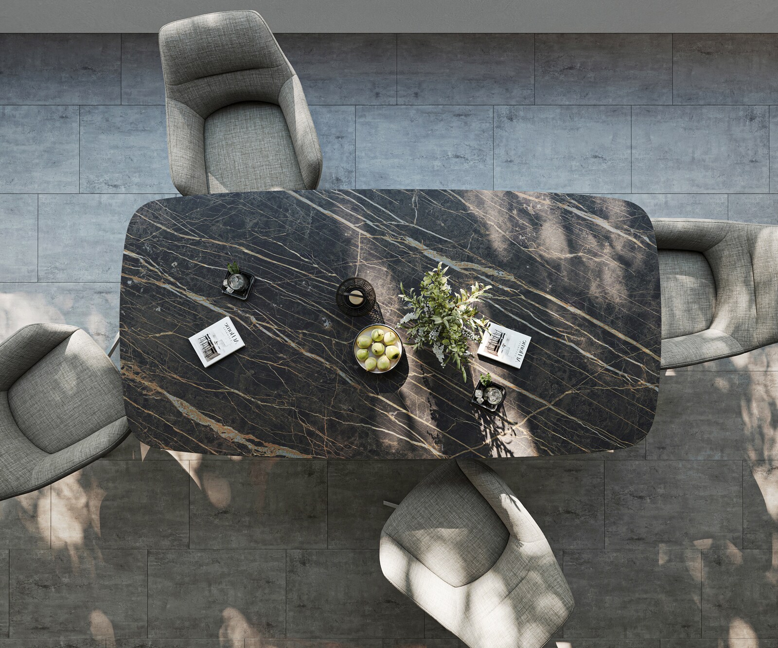 Outdoortafel Edge Boot 200x100 cm keramiek Laminam® Noir Desir bruin kruispoot rechthoekig zwart 6