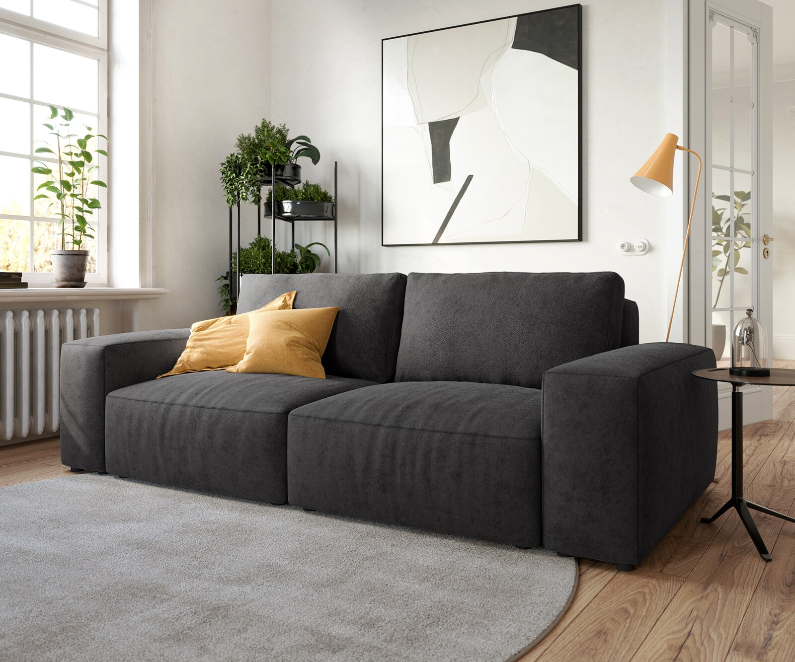 DELIFE Big-Sofa Lanzo L 260x110 cm microvezel zwart