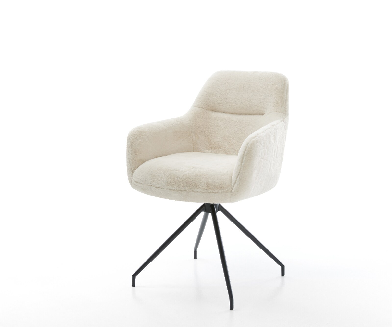 Eetkamerstoel Pejo-Flex pluchen crème-wit kruisframe conisch zwart pocketveer kern 1